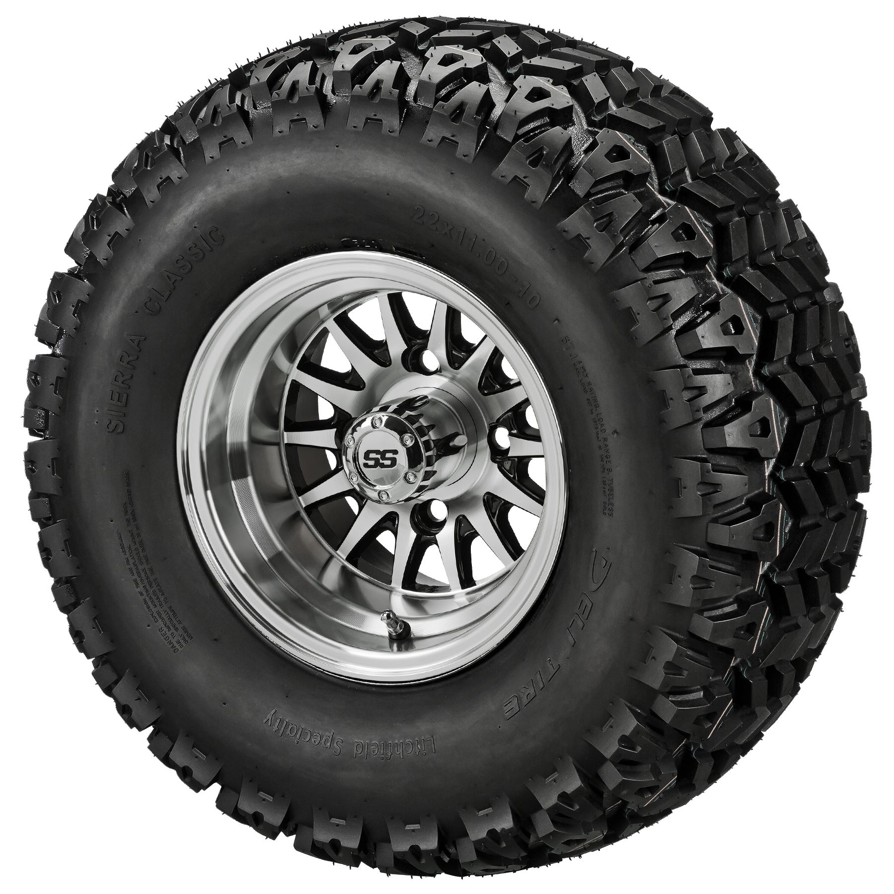 LSI 10' 14-Spoke Black & Machined Wheel and Lifted Tire Combo