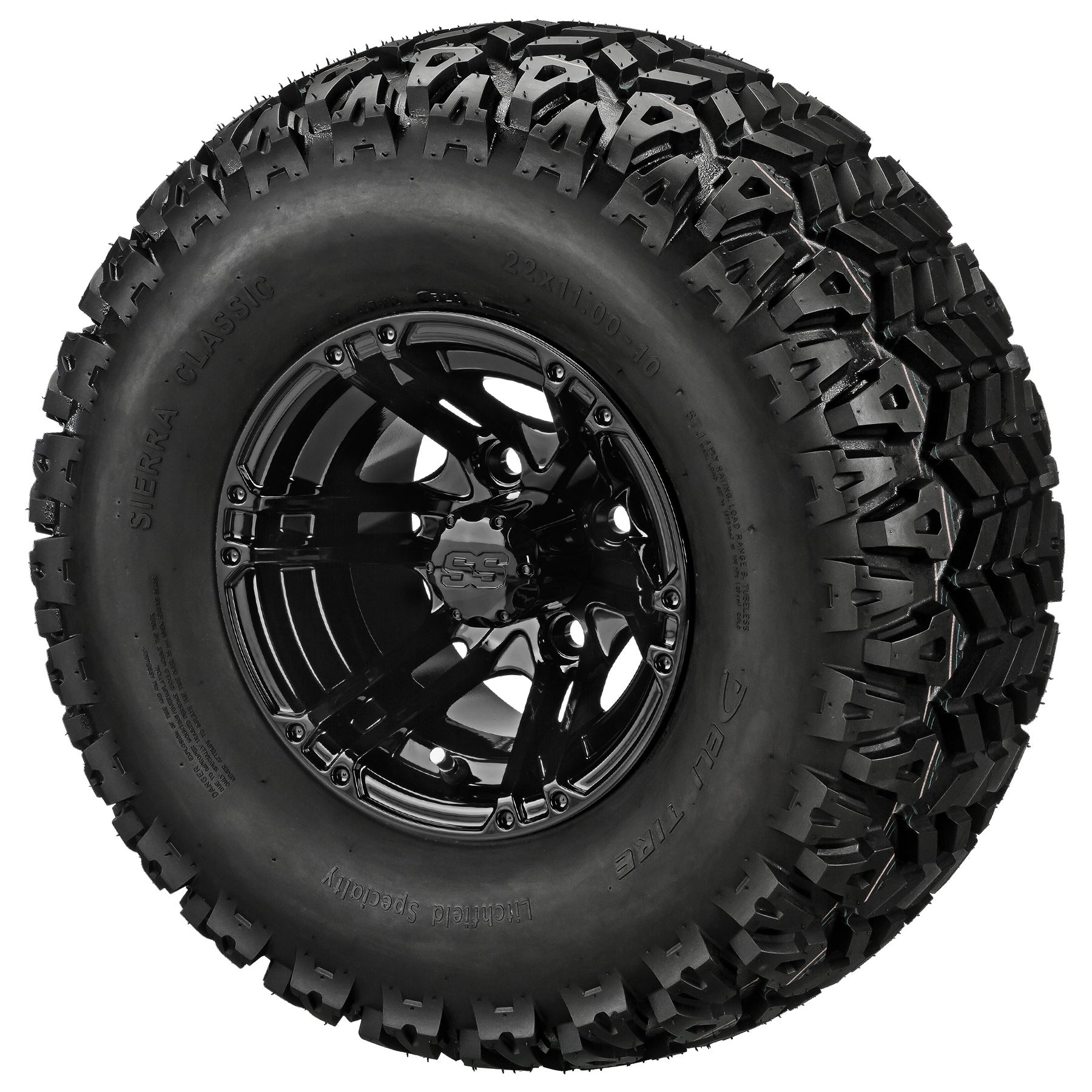 LSI 10' Yukon Gloss Black Wheel and Lifted Tire Combo