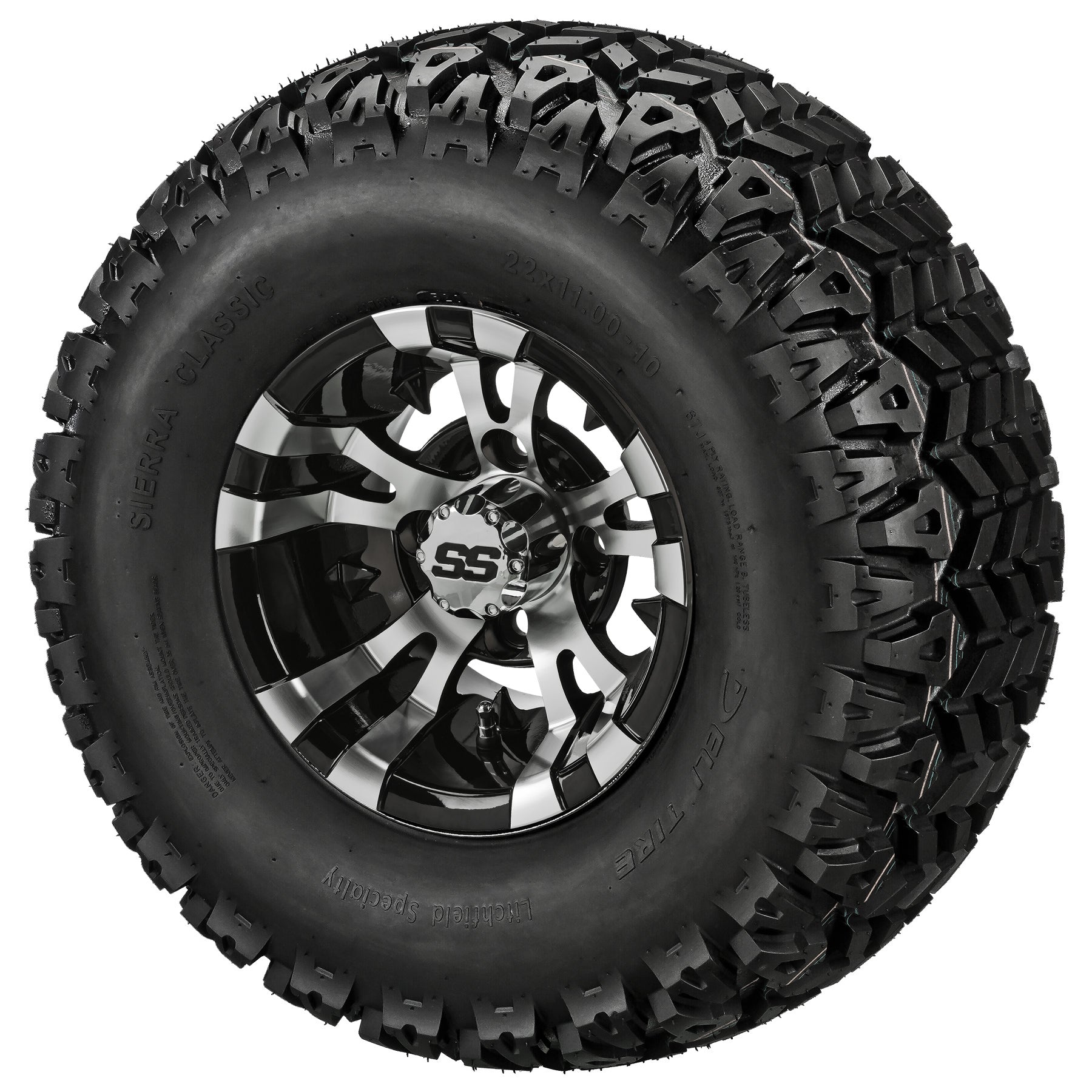 LSI 10' Warlock Black & Machined Wheel and Lifted Tire Combo
