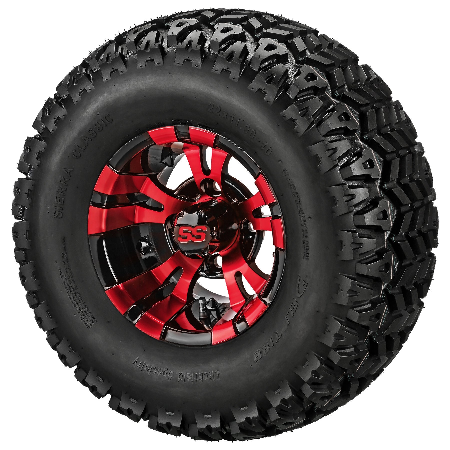LSI 10' Warlock Black & Red Wheel and Lifted Tire Combo