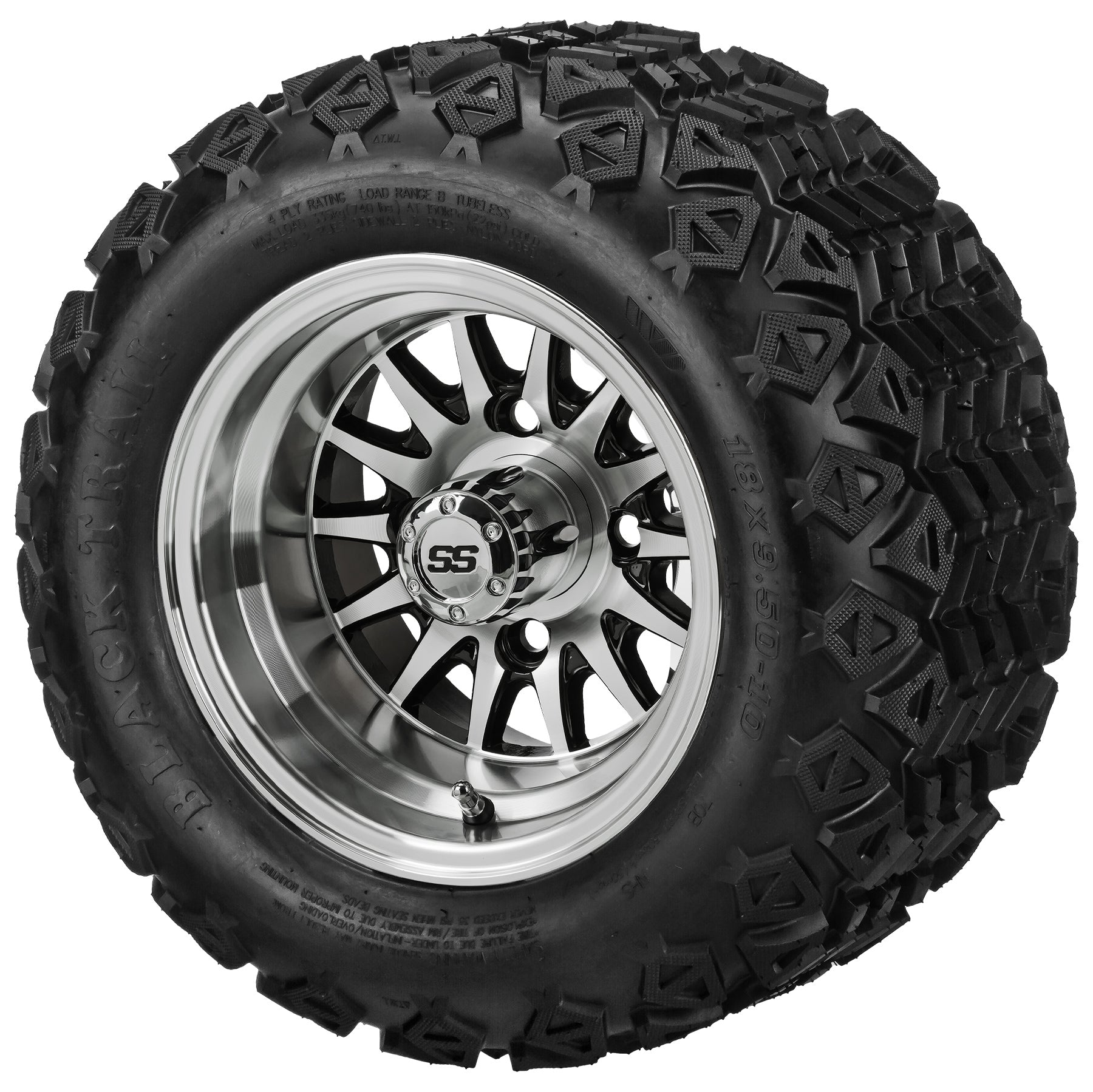 LSI 10' 14-Spoke Black & Machined Wheel and Lifted Tire Combo