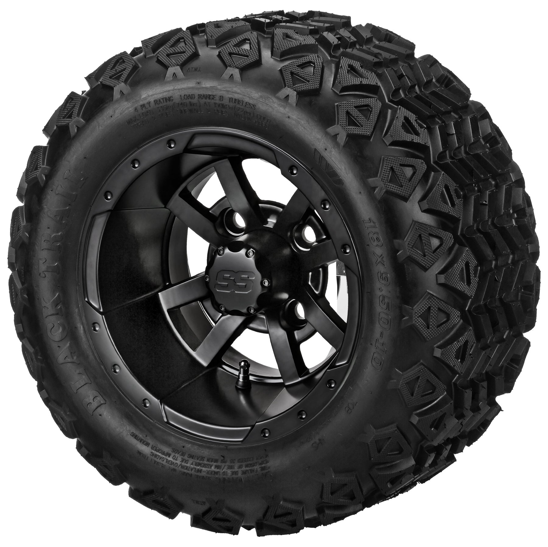 LSI 10' Maltese Cross Matte Black Wheel and Lifted Tire Combo