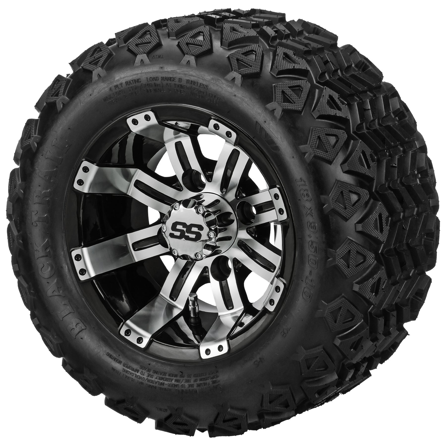 LSI 10' Casino Black & Machined Wheel and Lifted Tire Combo