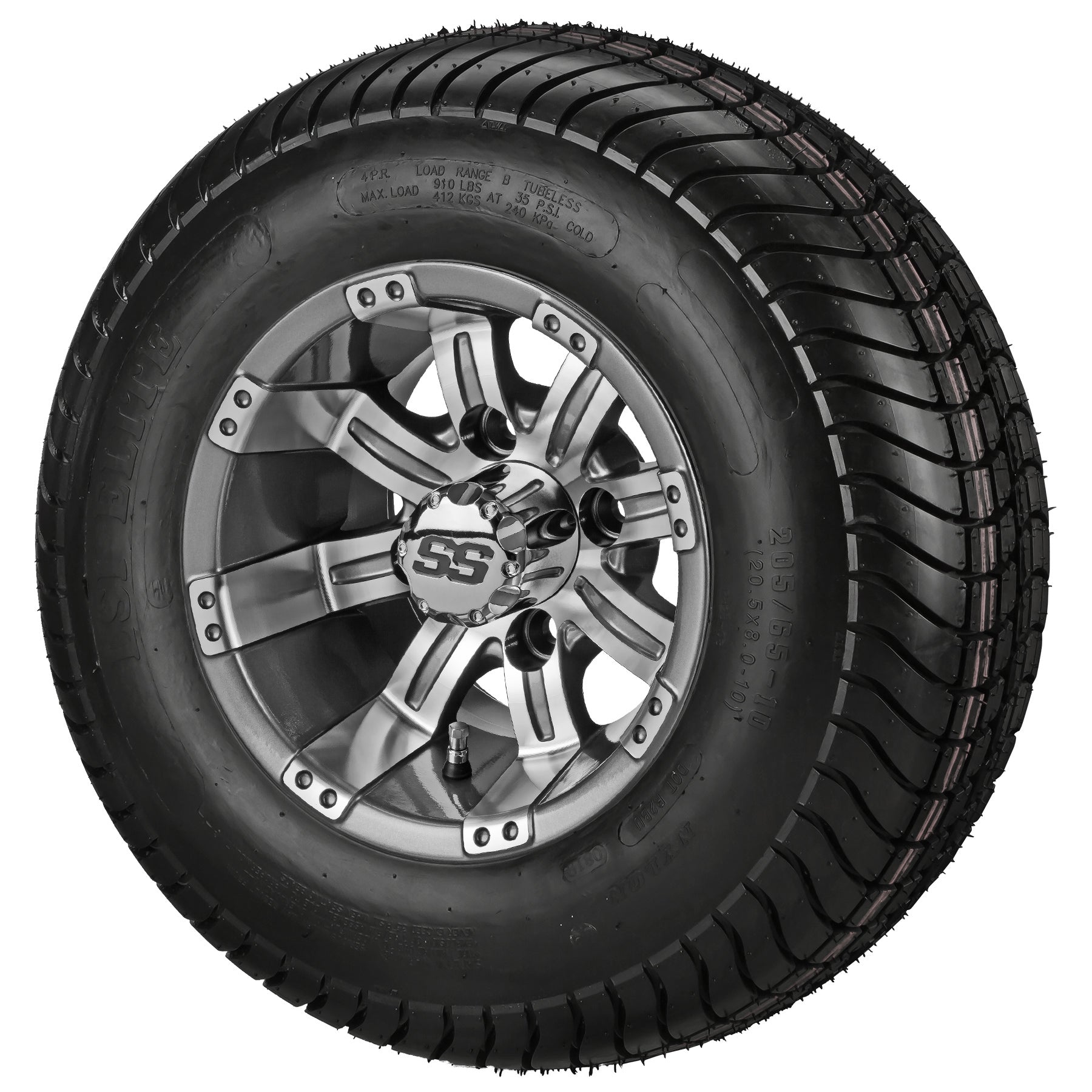 LSI 10' Casino Gun Metal Gray & Machined Wheel and Low Profile Tire Combo