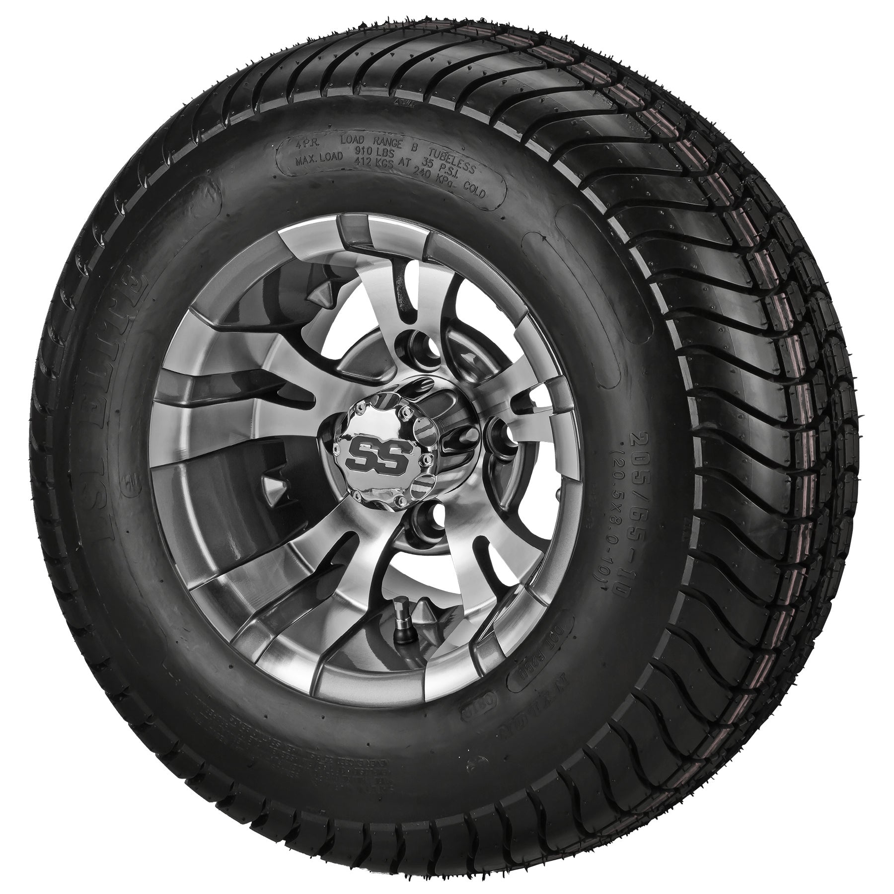 LSI 10' Warlock Gun Metal Gray & Machined Wheel and Low Profile Tire Combo