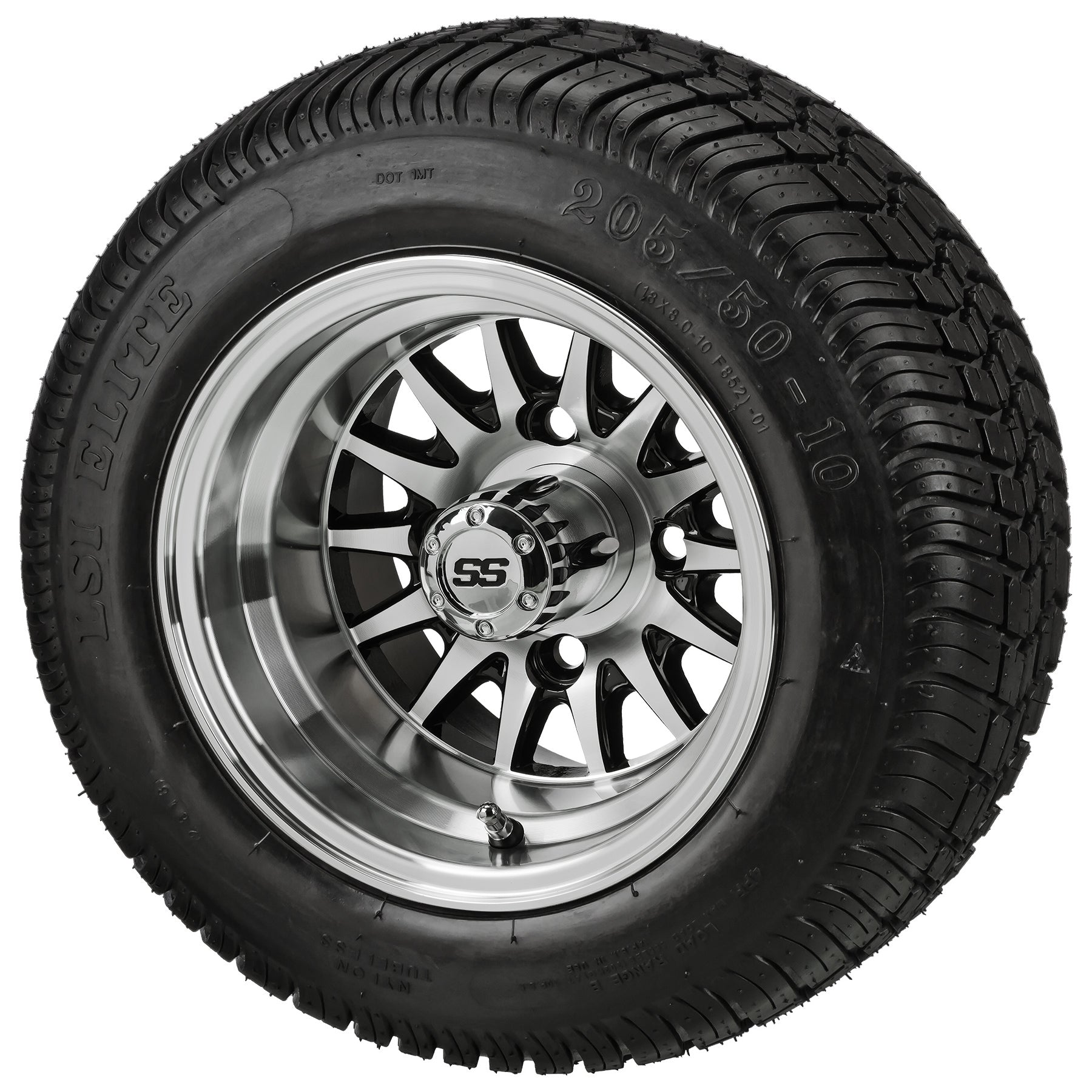 LSI 10' 14-Spoke Black & Machined Wheel and Low Profile Tire Combo