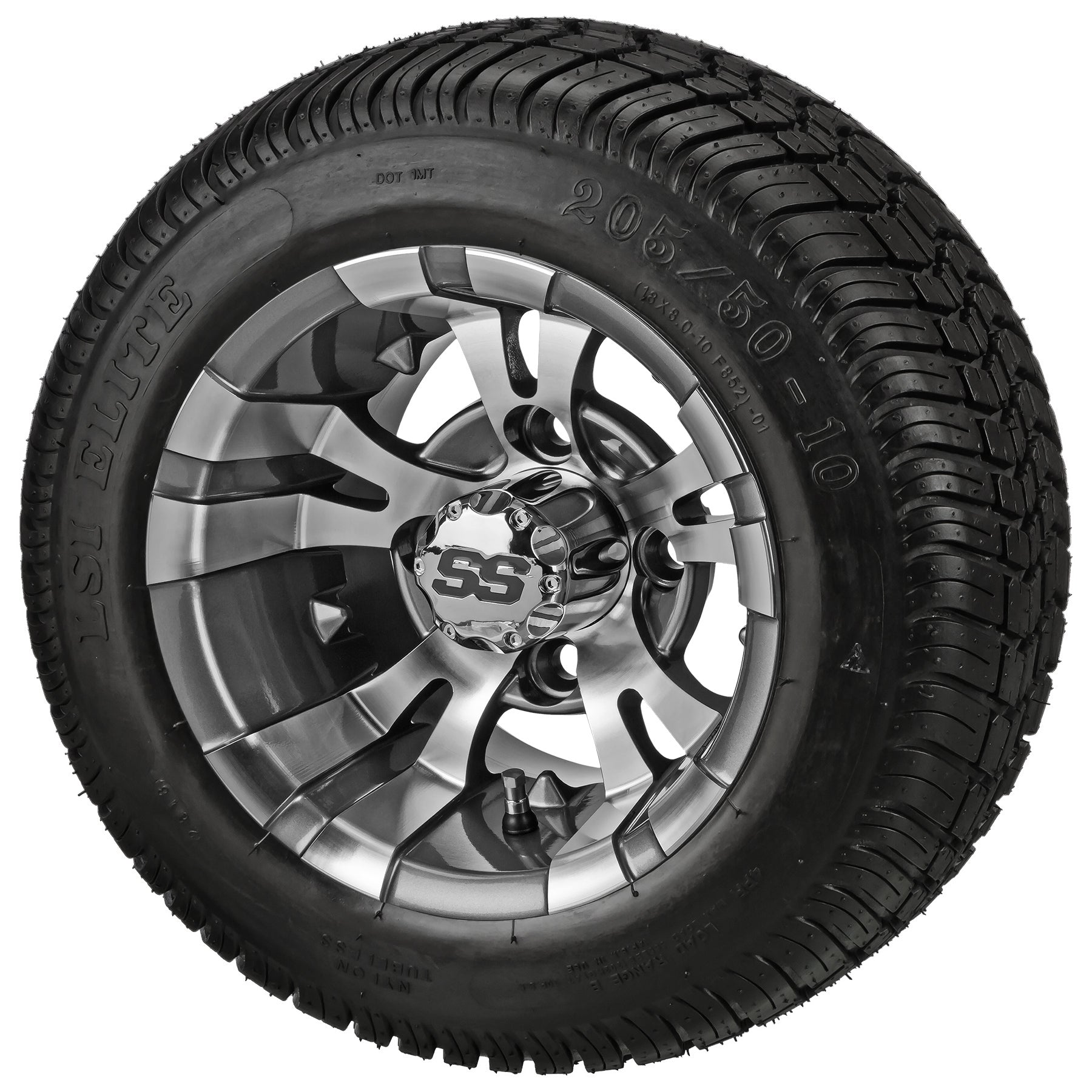 LSI 10' Warlock Gun Metal Gray & Machined Wheel and Low Profile Tire Combo