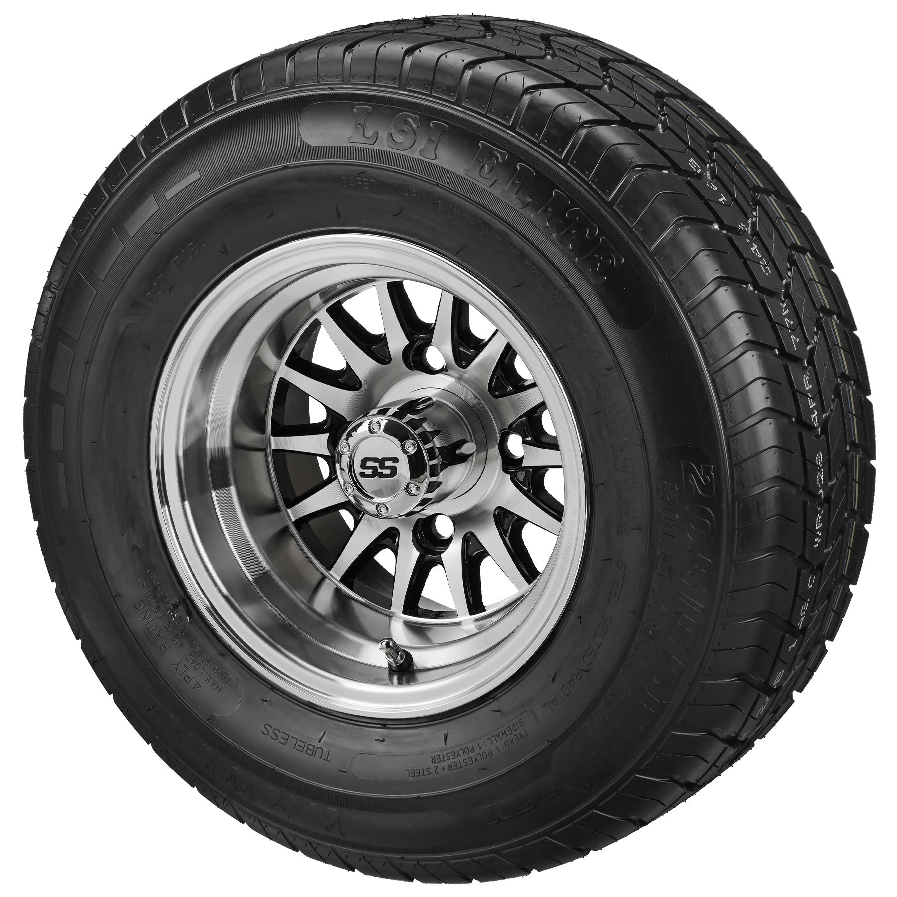 LSI 10' 14-Spoke Black & Machined Wheel and Low Profile Tire Combo