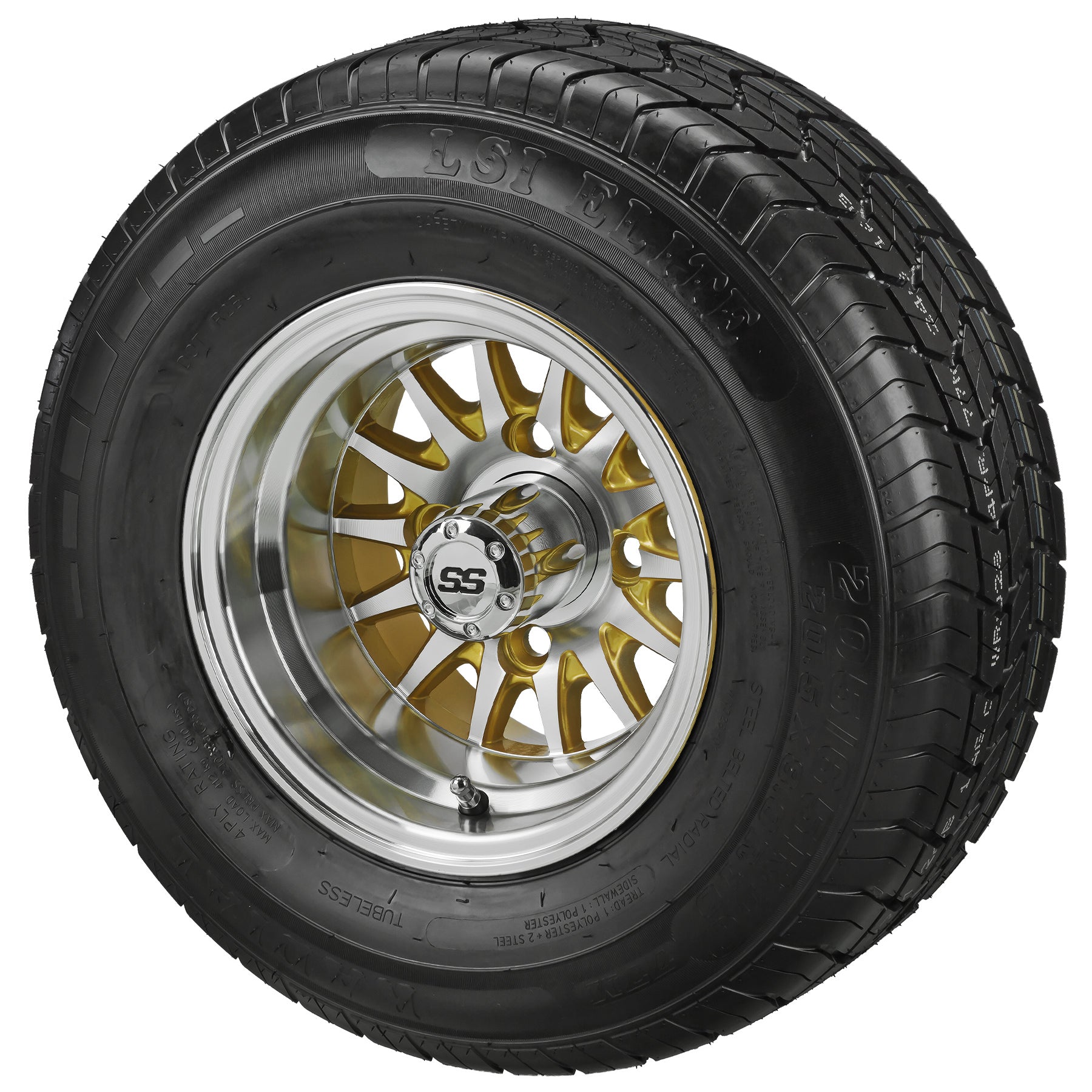 LSI 10' 14-Spoke Gold & Machined Wheel and Low Profile Tire Combo
