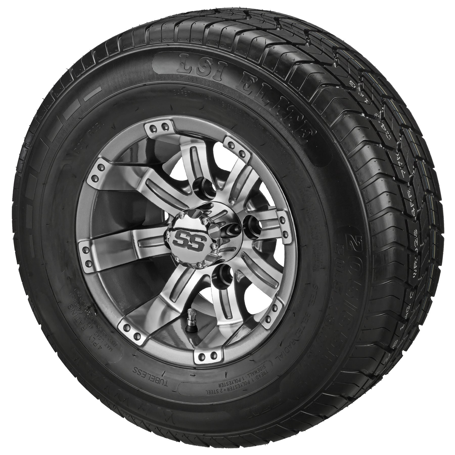 LSI 10' Casino Gun Metal Gray & Machined Wheel and Low Profile Tire Combo