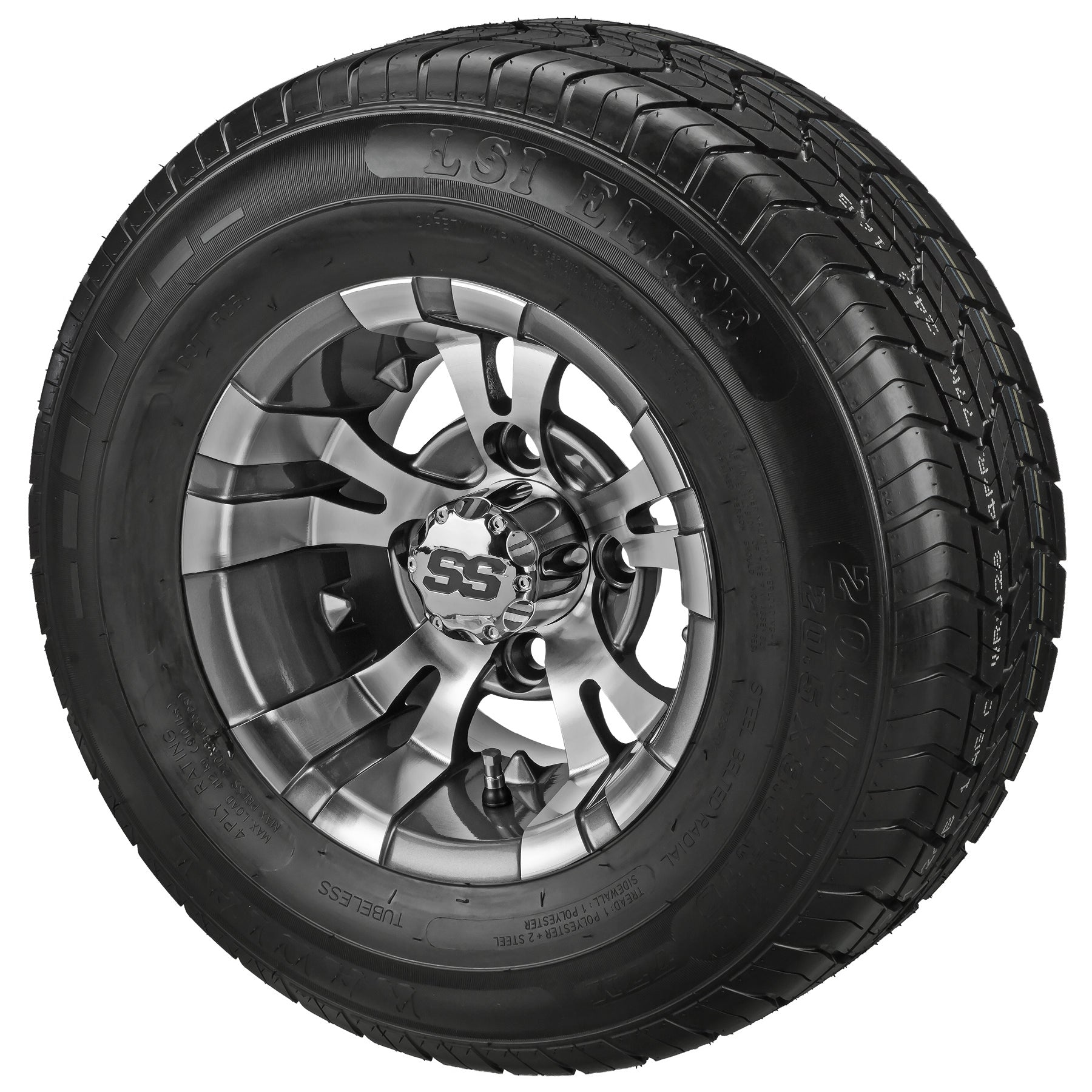 LSI 10' Warlock Gun Metal Gray & Machined Wheel and Low Profile Tire Combo