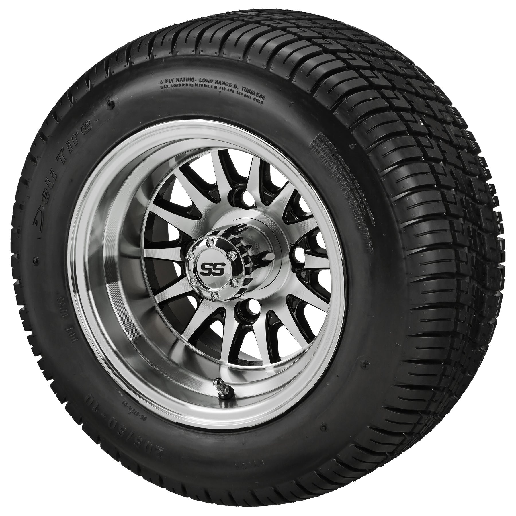 LSI 10' 14-Spoke Black & Machined Wheel and Low Profile Tire Combo