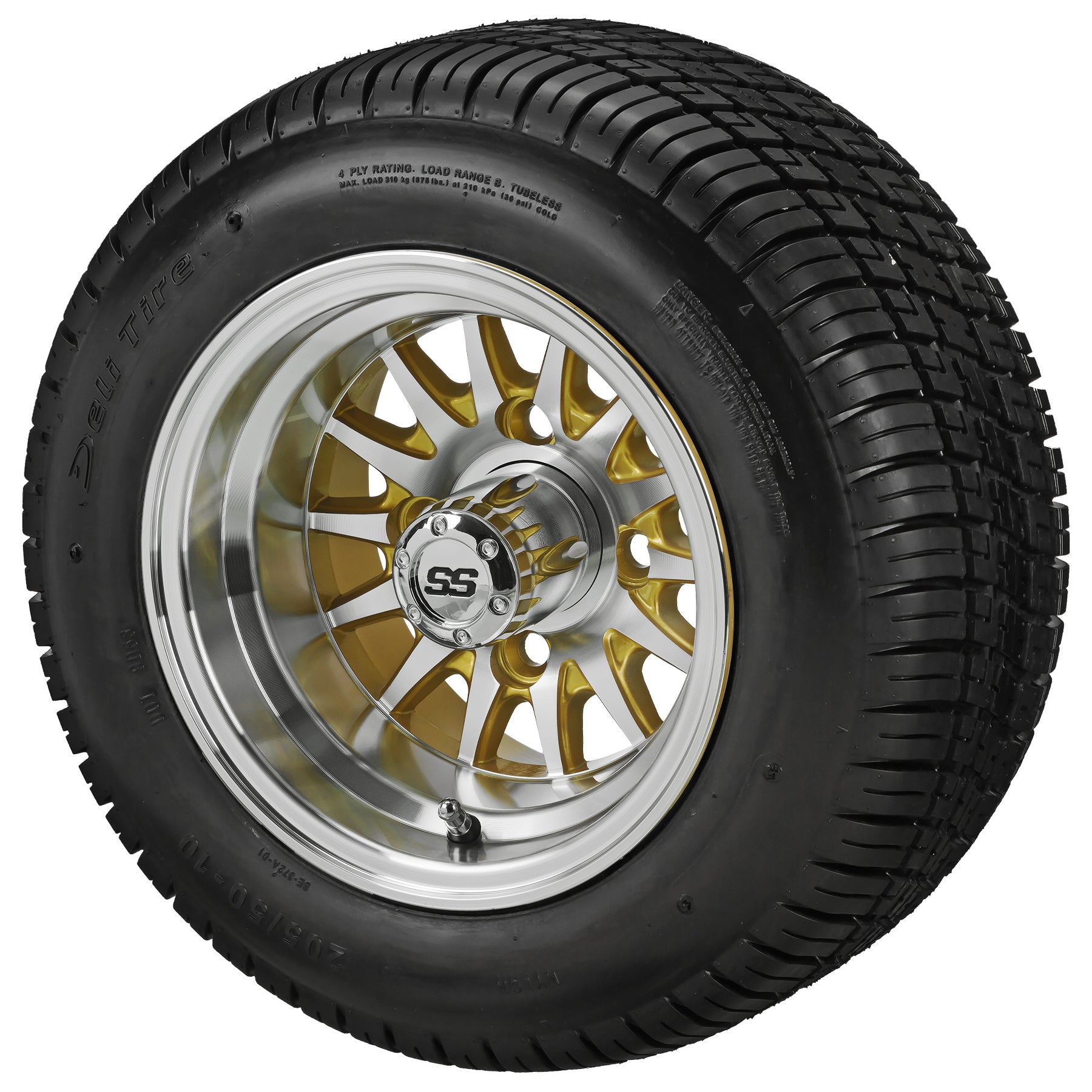 LSI 10' 14-Spoke Gold & Machined Wheel and Low Profile Tire Combo