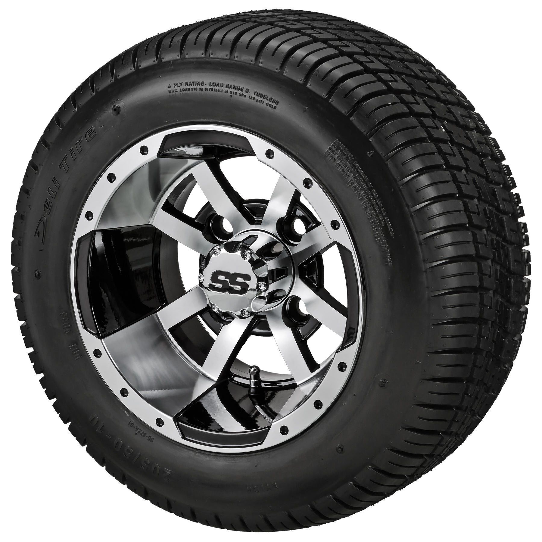 LSI 10' Maltese Cross Black & Machined Wheel and Low Profile Tire Combo