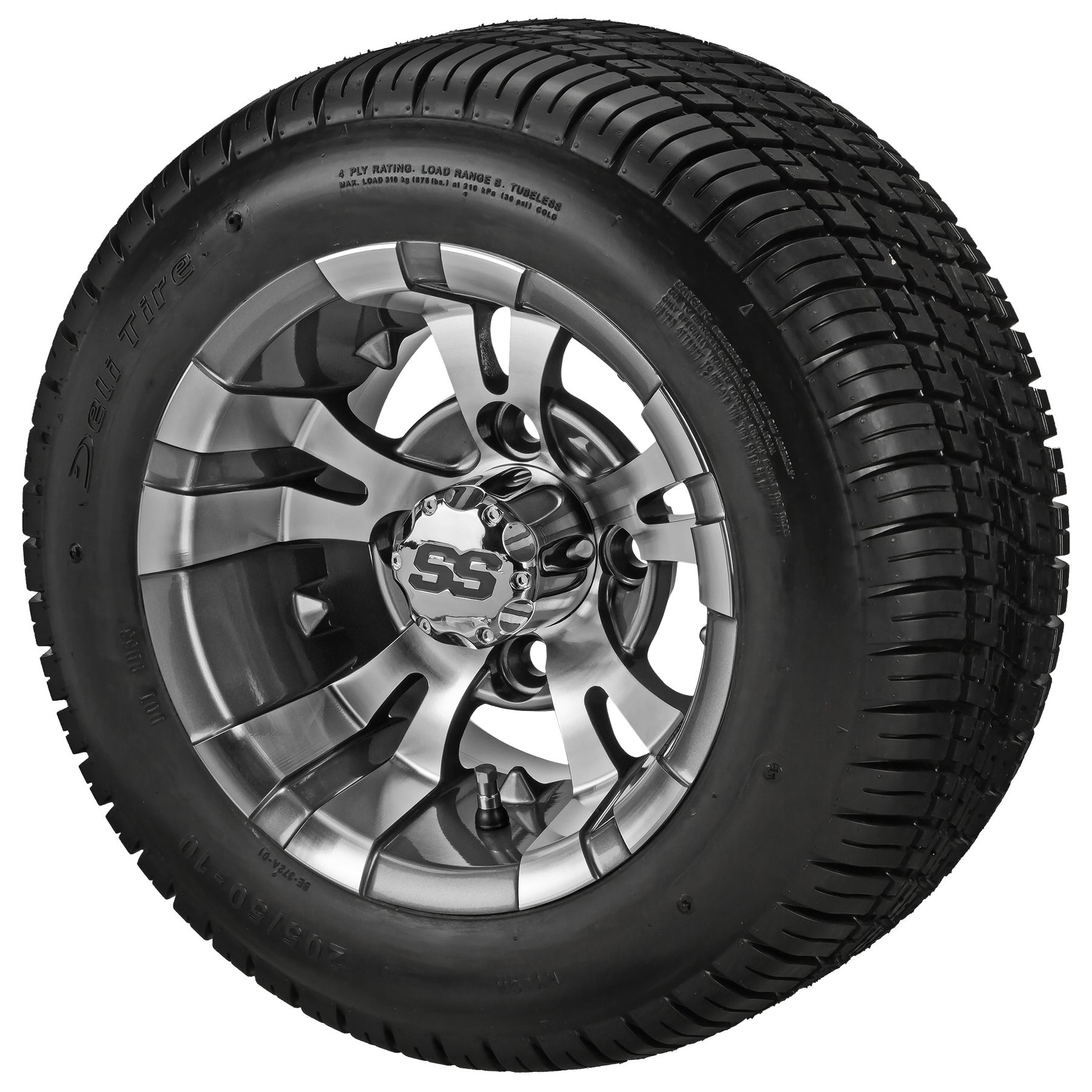 LSI 10' Warlock Gun Metal Gray & Machined Wheel and Low Profile Tire Combo