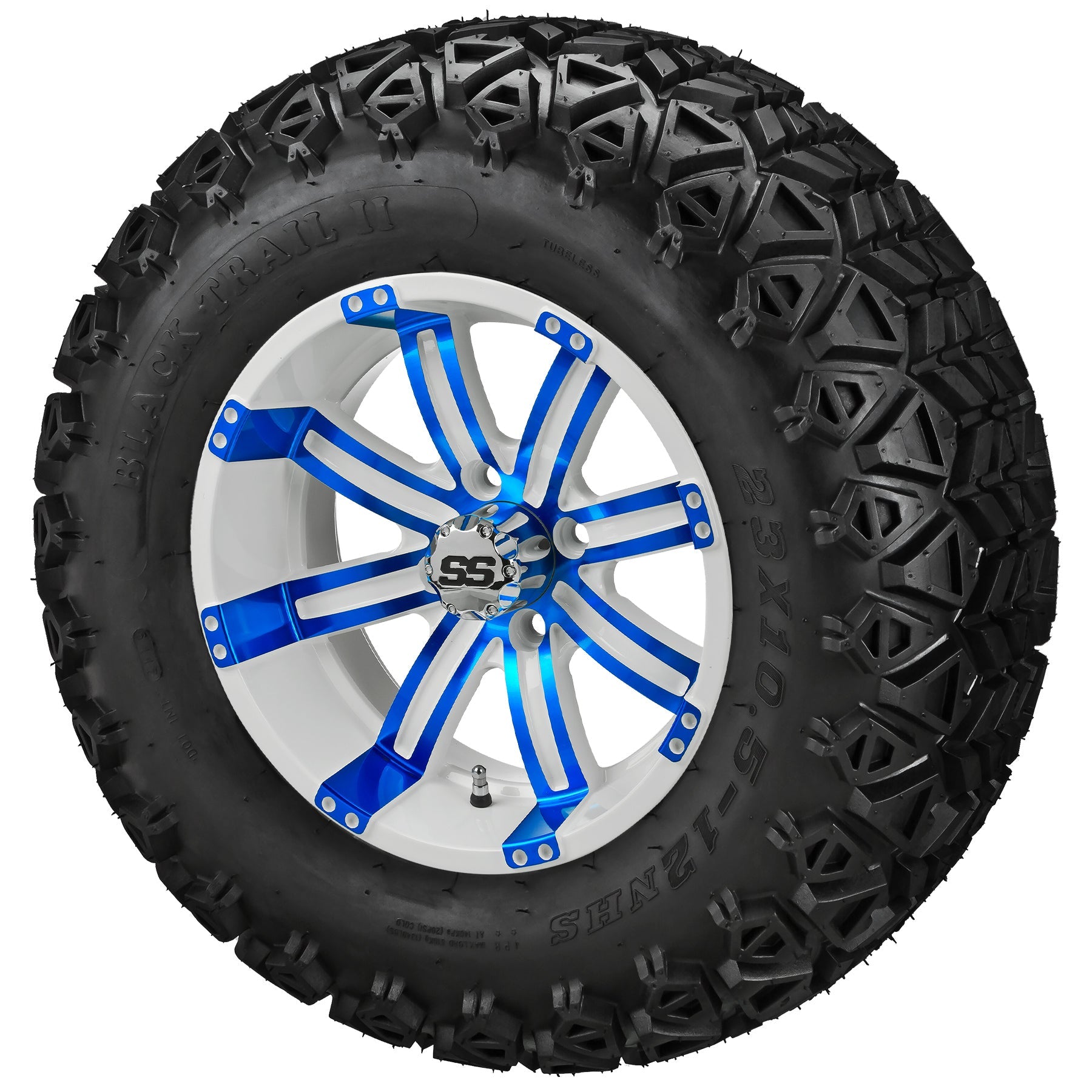 LSI 12' Casino White & Blue Wheel and Lifted Tire Combo