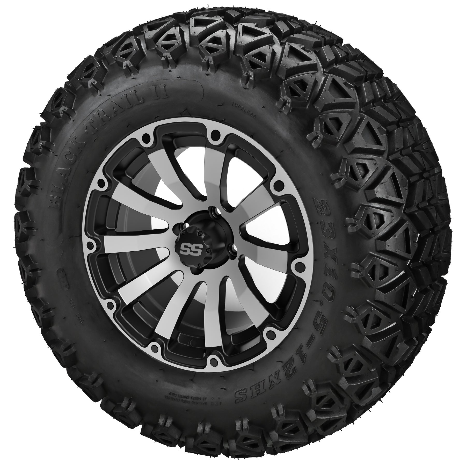 LSI 12' Beast Black & Machined Wheel and Lifted Tire Combo