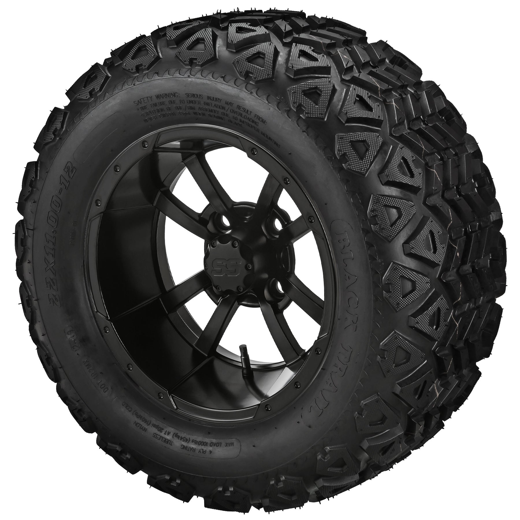 LSI 12' Maltese Cross Matte Black Wheel and Lifted Tire Combo