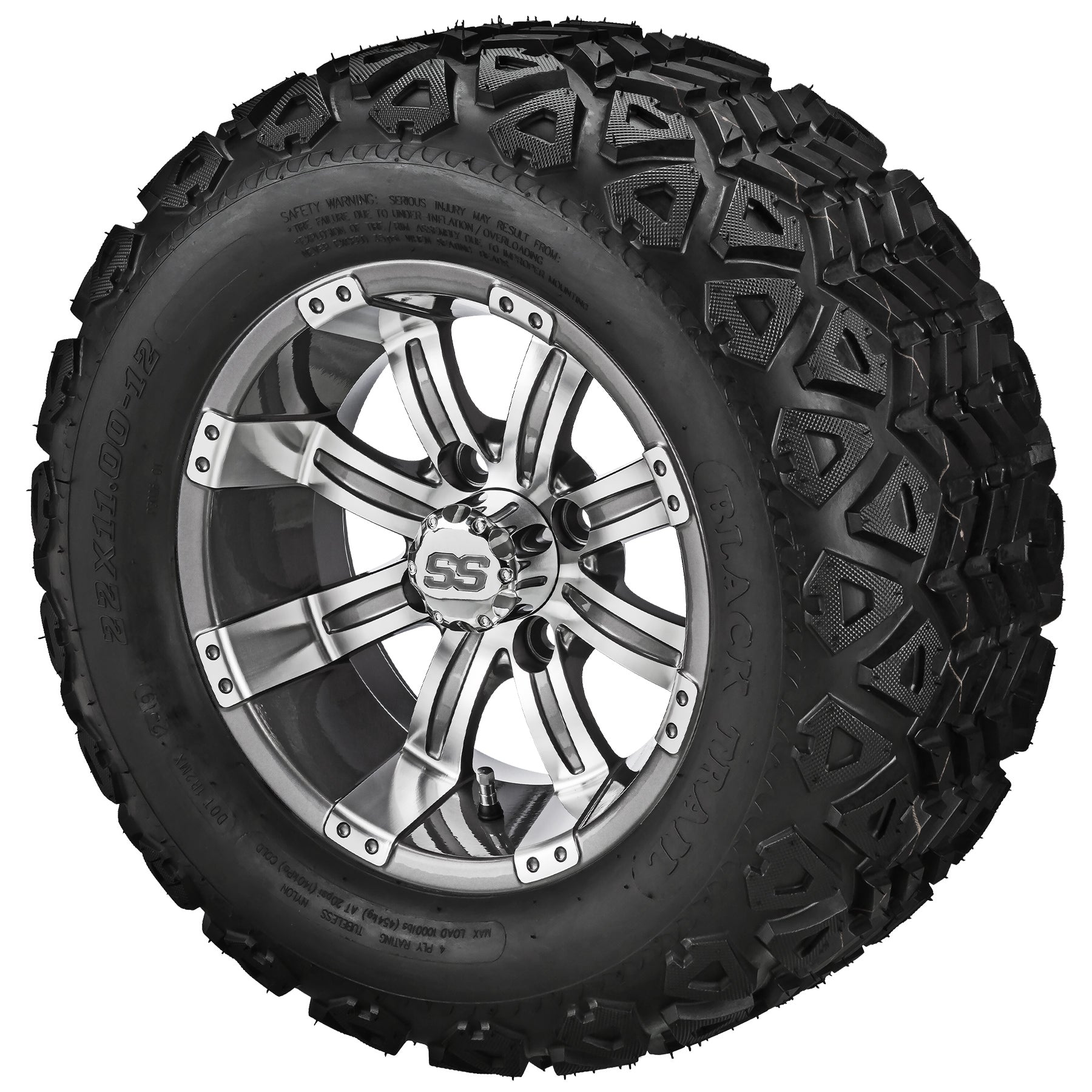 LSI 12' Casino Gun Metal Gray & Machined Wheel and Lifted Tire Combo