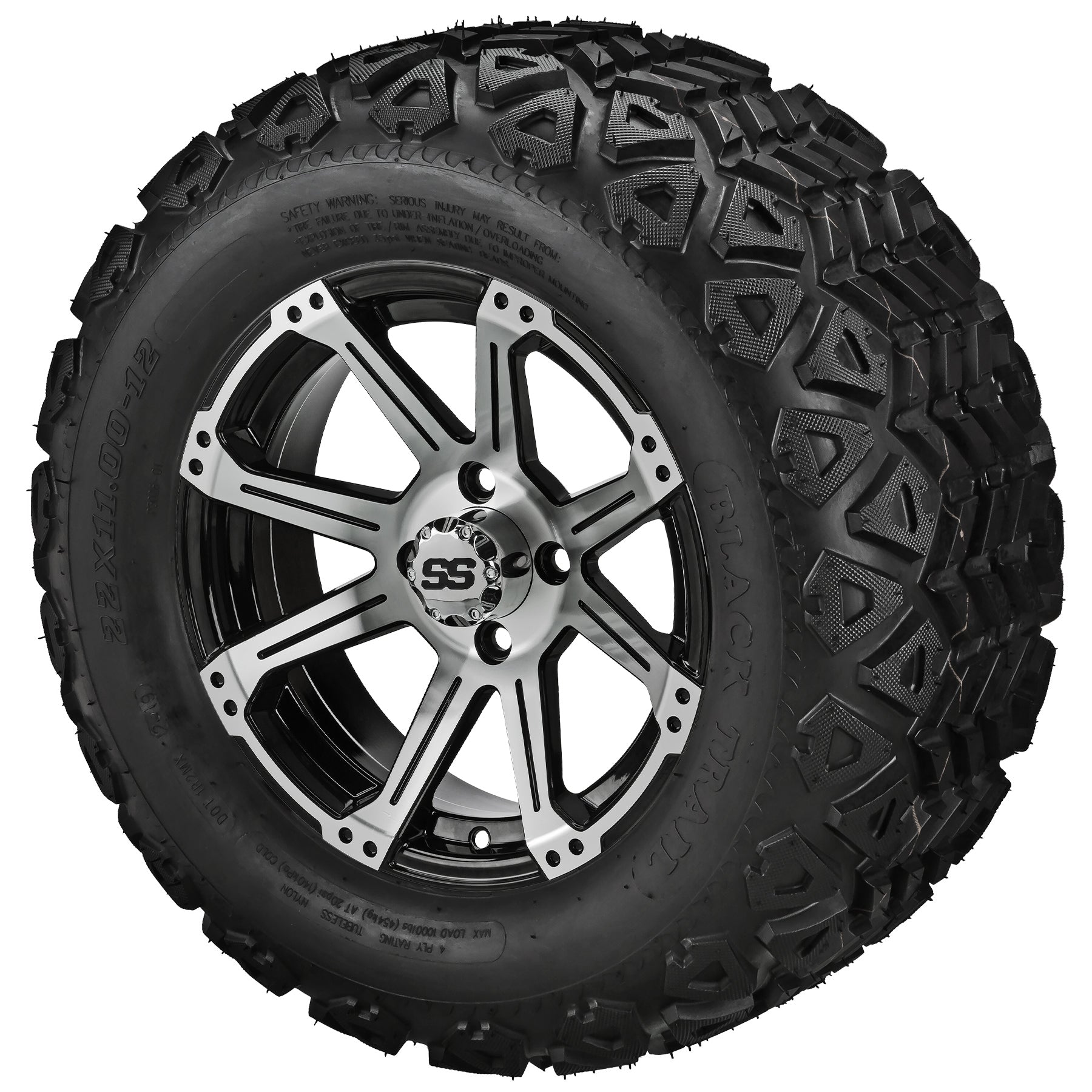 LSI 12' Rampage Black & Machined Wheel and Lifted Tire Combo