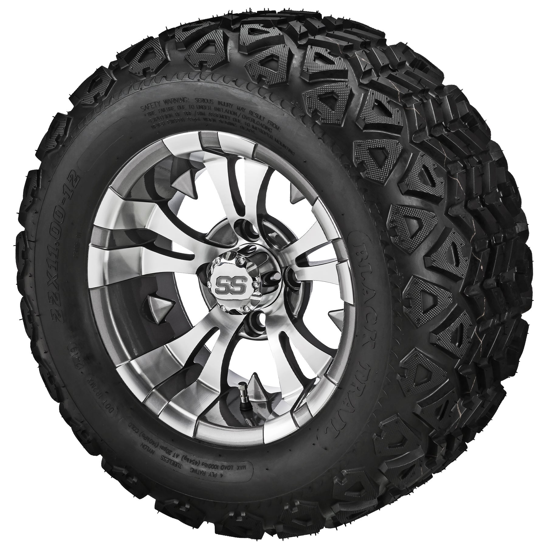 LSI 12' Warlock Gun Metal Gray & Machined Wheel and Lifted Tire Combo