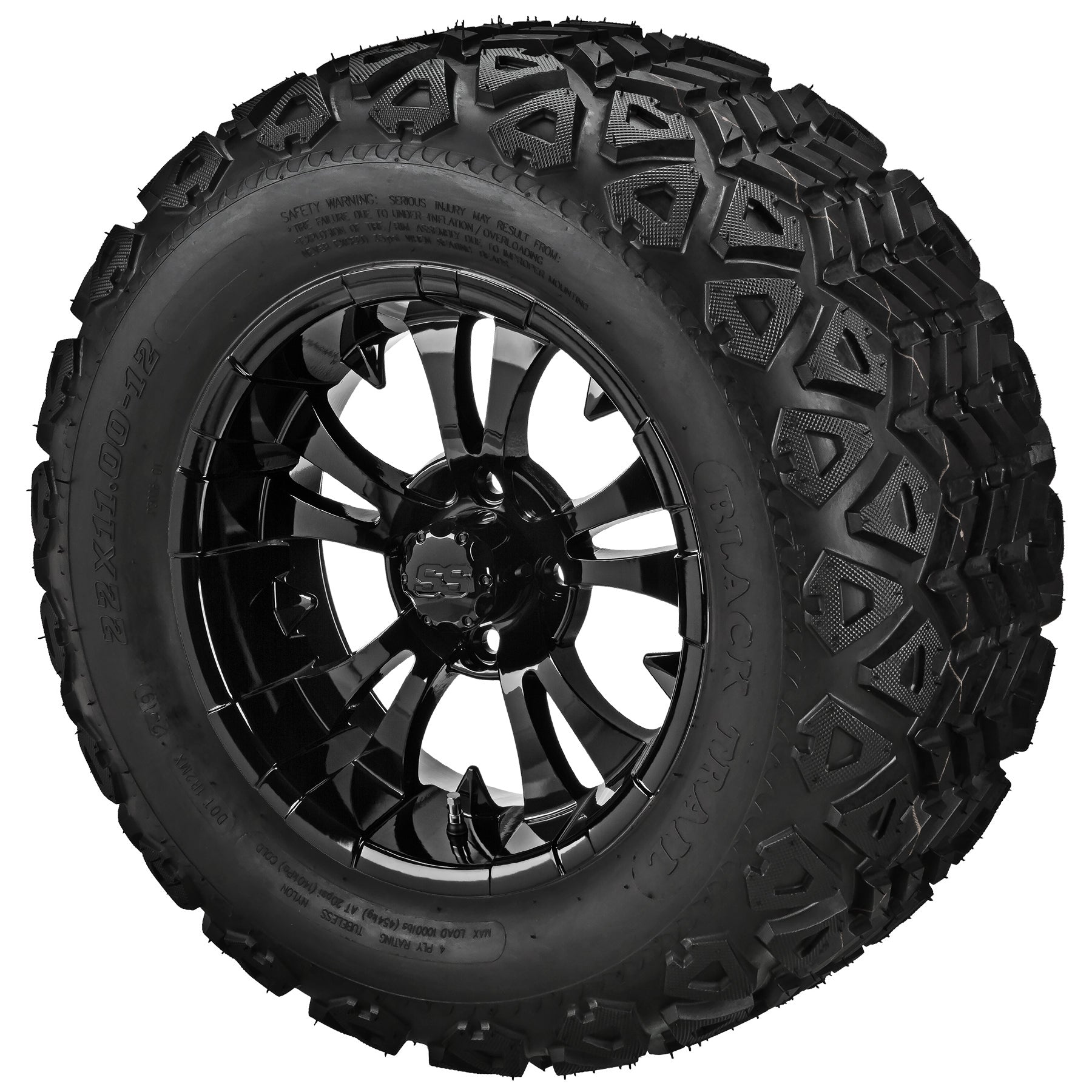 LSI 12' Warlock Gloss Black Wheel and Lifted Tire Combo