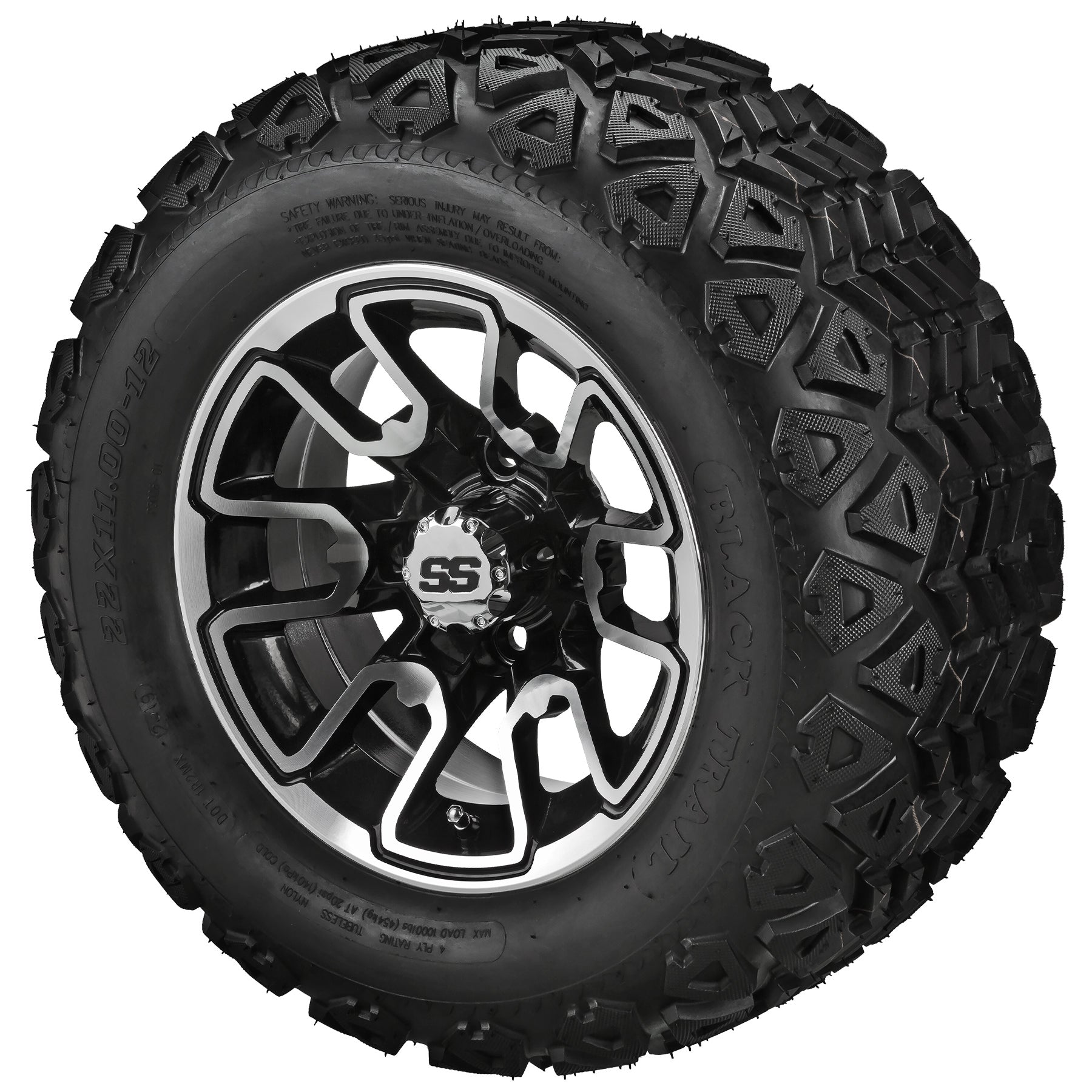 LSI 12' Tombstone Black & Machined Wheel and Lifted Tire Combo