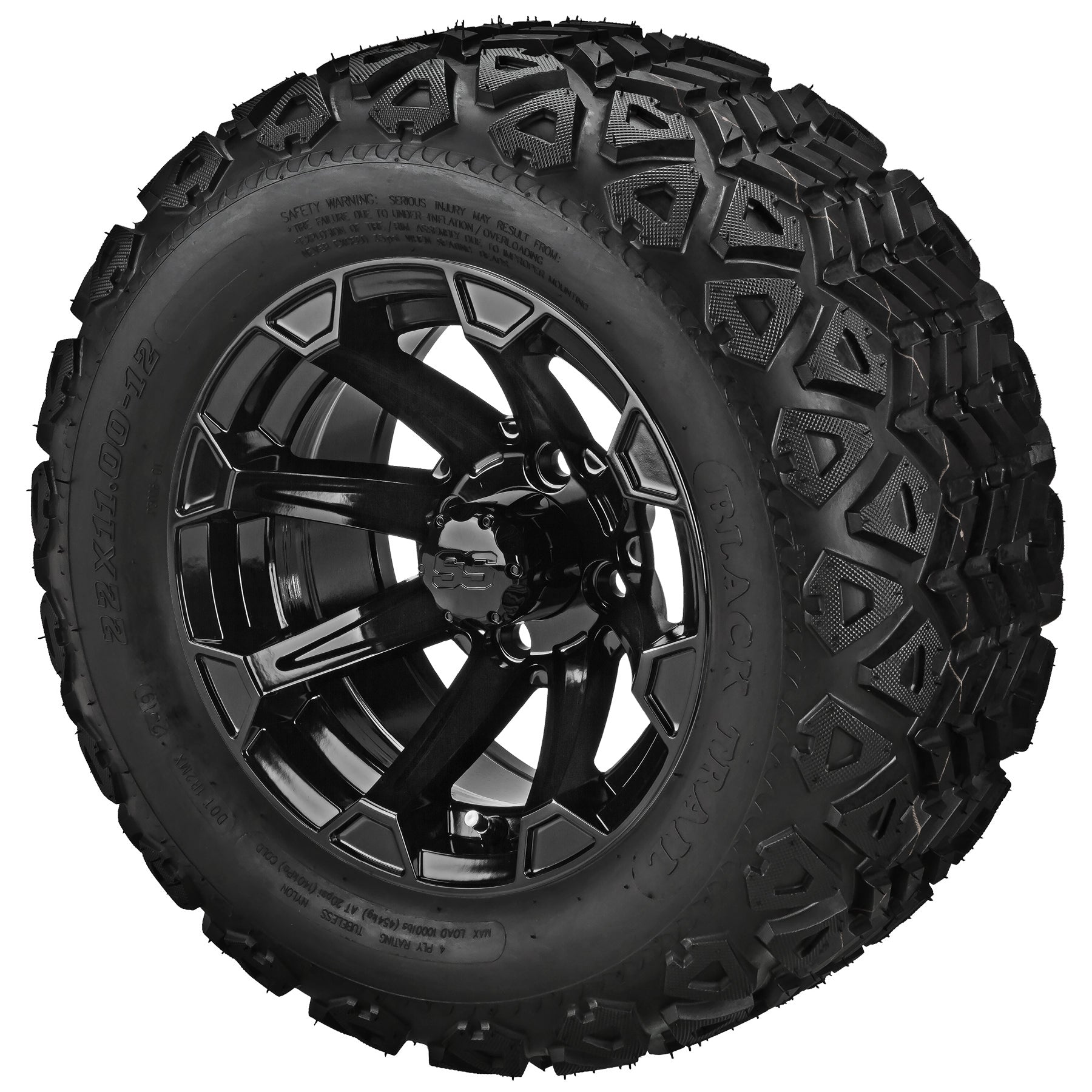 LSI 12' Viking Gloss Black Wheel and Lifted Tire Combo