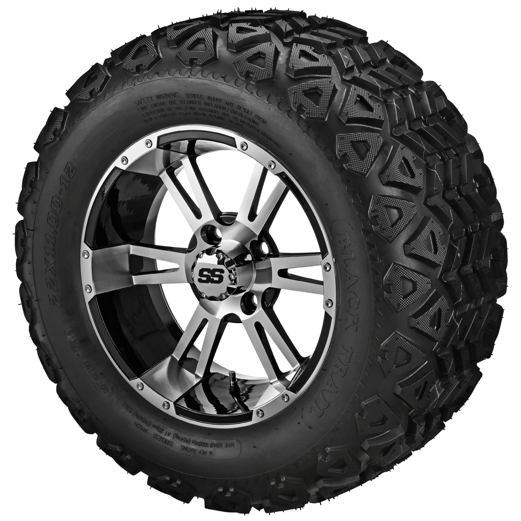 LSI 12' Raptor Black & Machined Wheel and Lifted Tire Combo