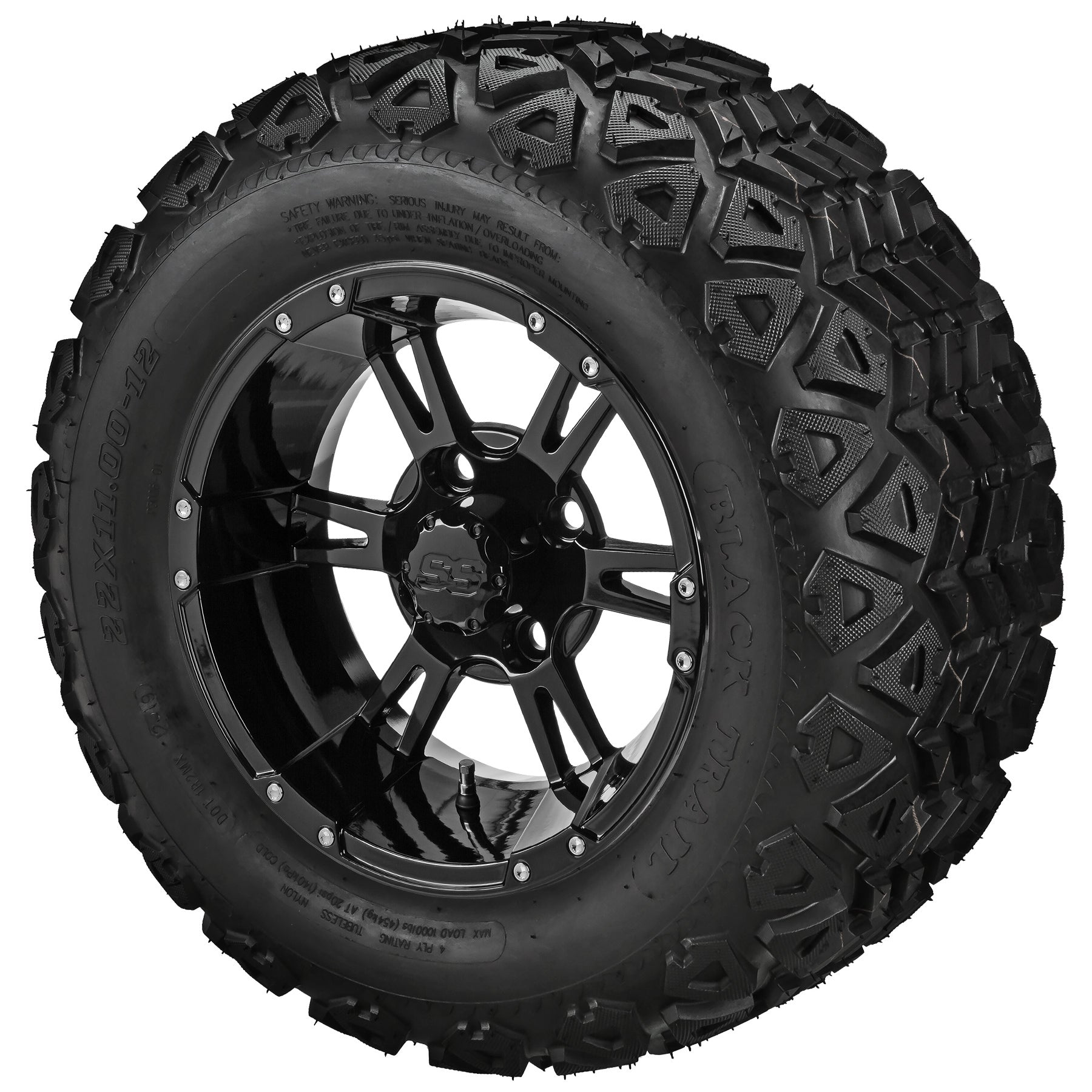LSI 12' Raptor Gloss Black Wheel and Lifted Tire Combo