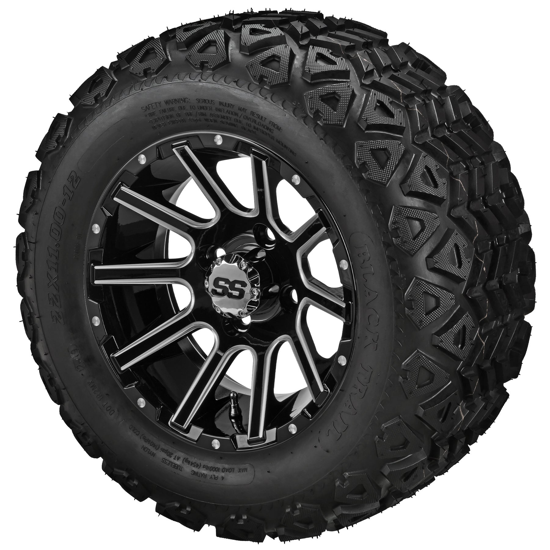 LSI 12' Venom Black & Machined Wheel and Lifted Tire Combo