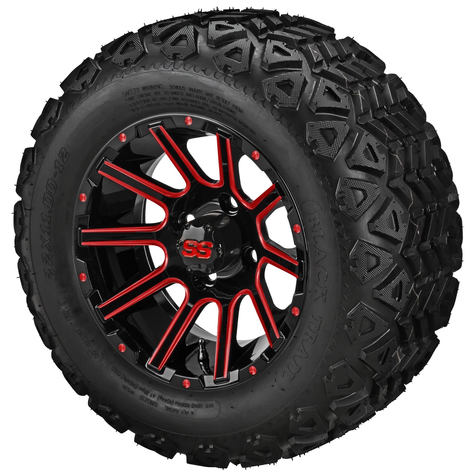 LSI 12' Venom Black & Red Wheel and Lifted Tire Combo
