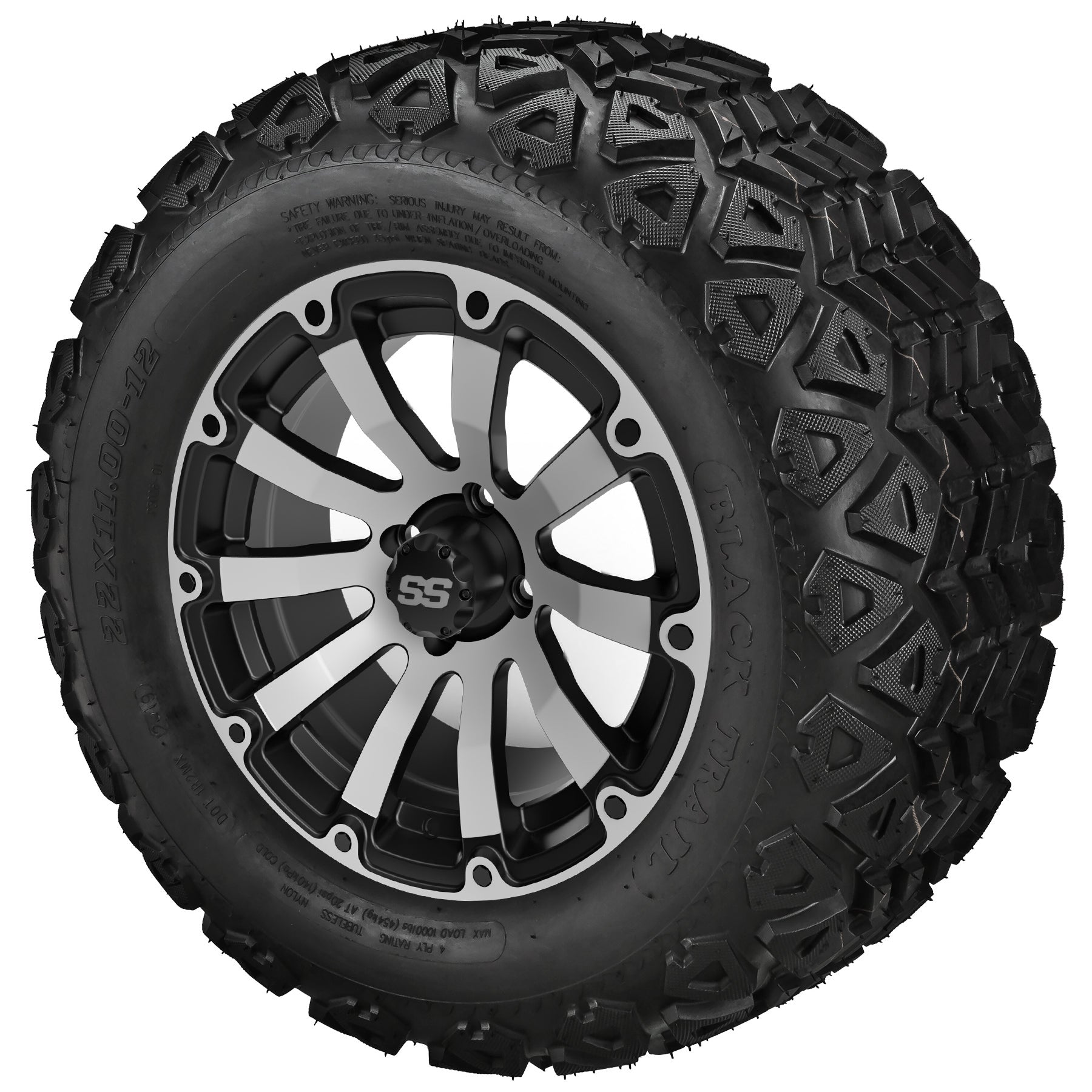 LSI 12' Beast Black & Machined Wheel and Lifted Tire Combo