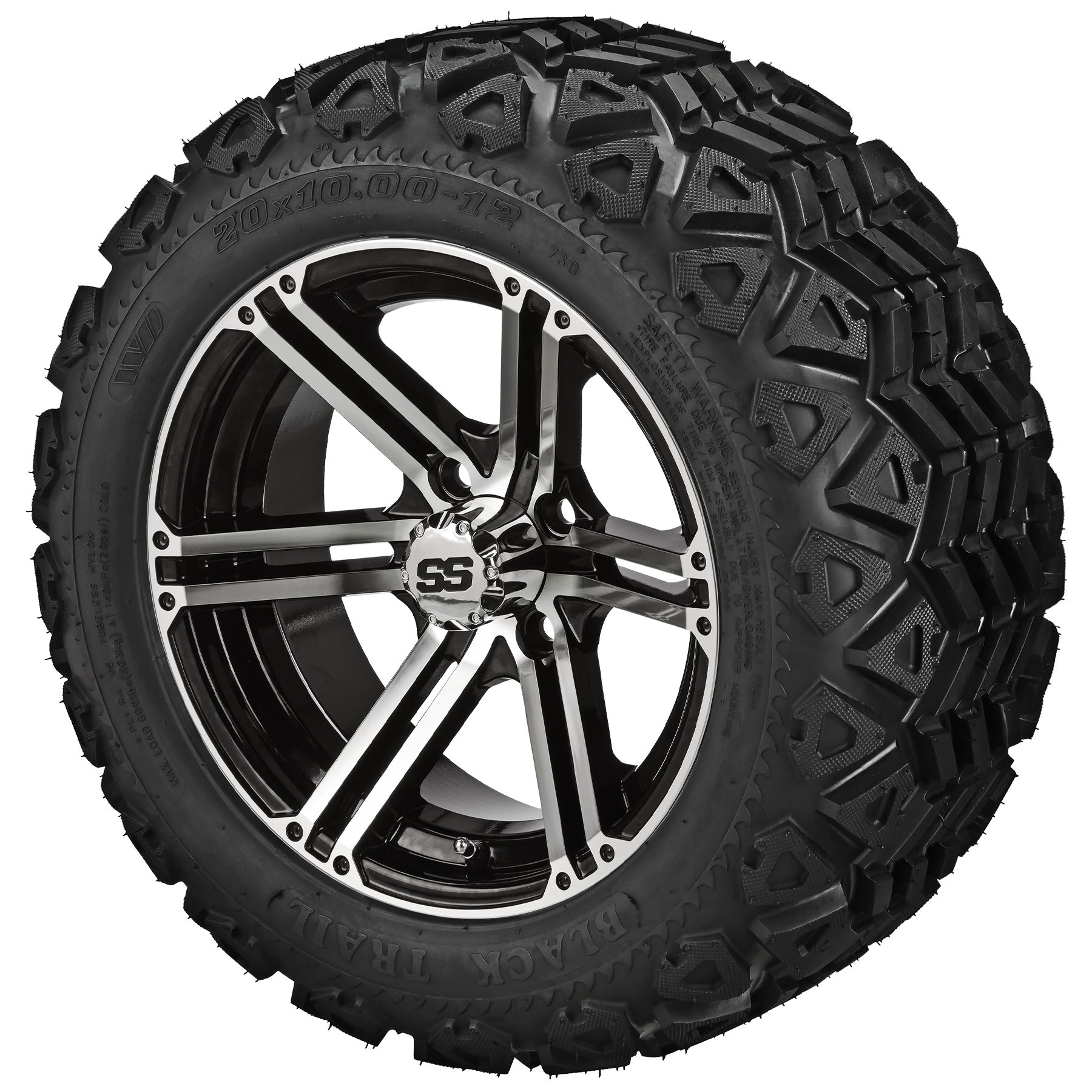LSI 12' Yukon Black & Machined Wheel and Lifted Tire Combo (Centered)