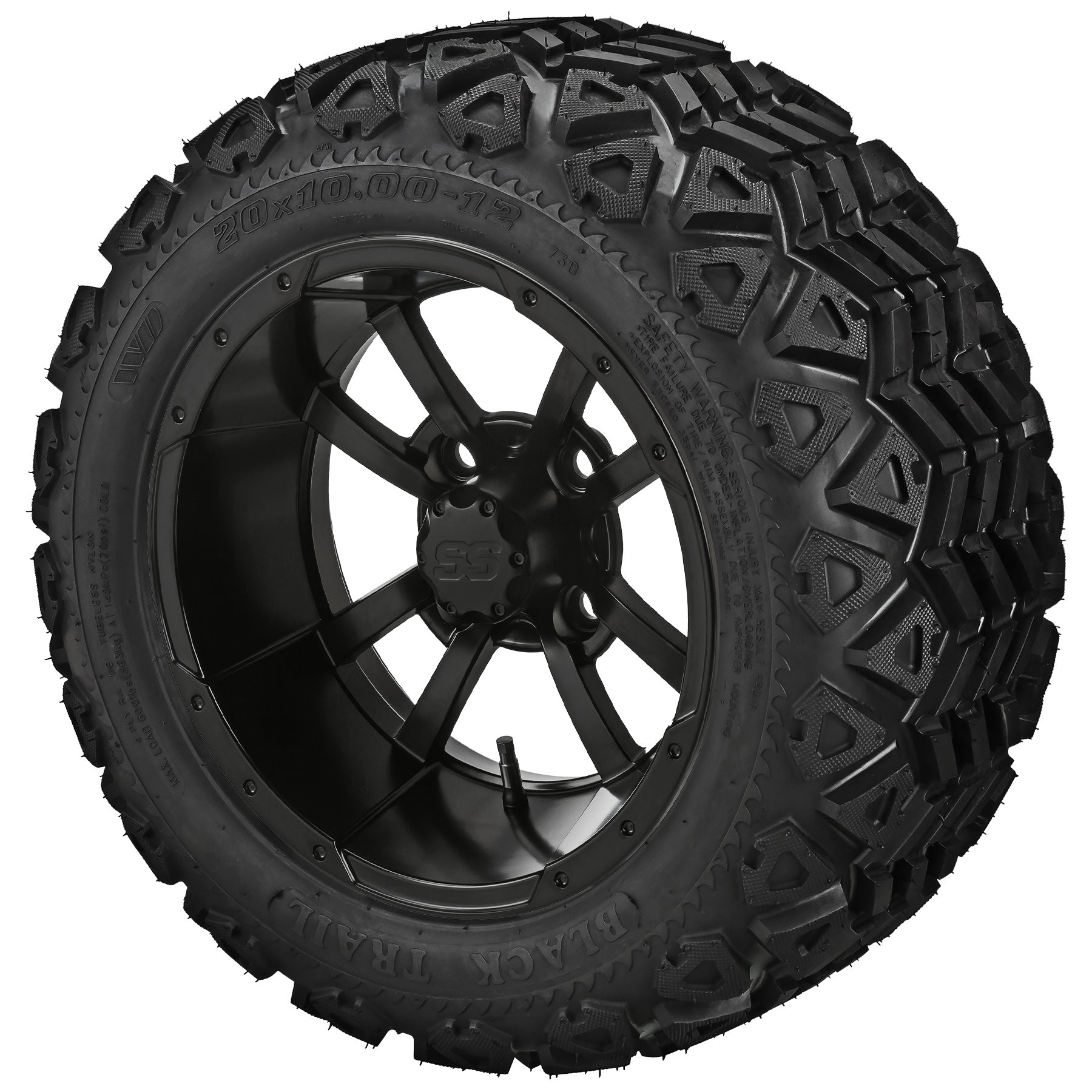 LSI 12' Maltese Cross Matte Black Wheel and Lifted Tire Combo