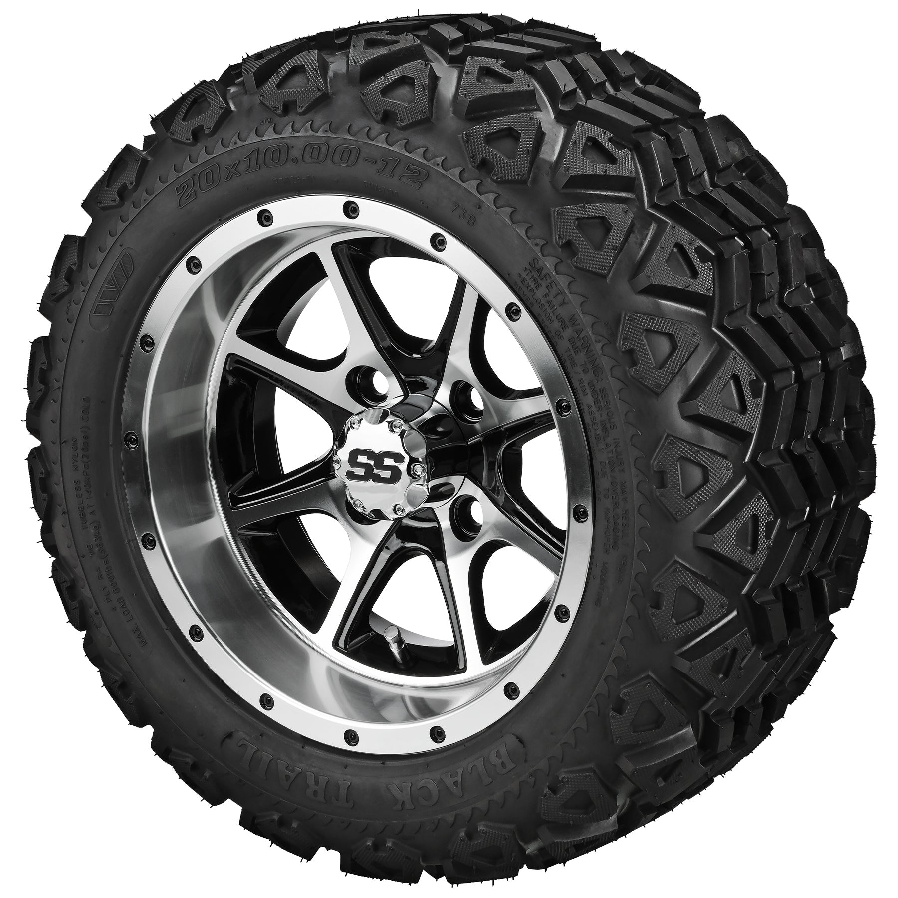 LSI 12' Azusa Black & Machined Wheel and Lifted Tire Combo