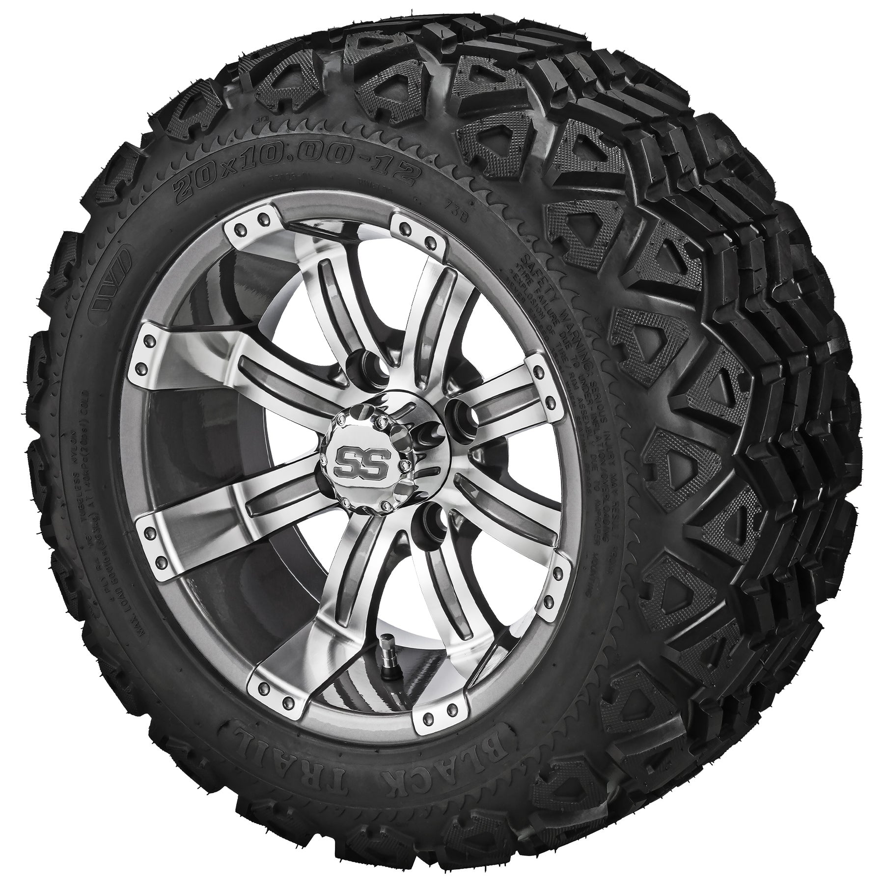 LSI 12' Casino Gun Metal Gray & Machined Wheel and Lifted Tire Combo