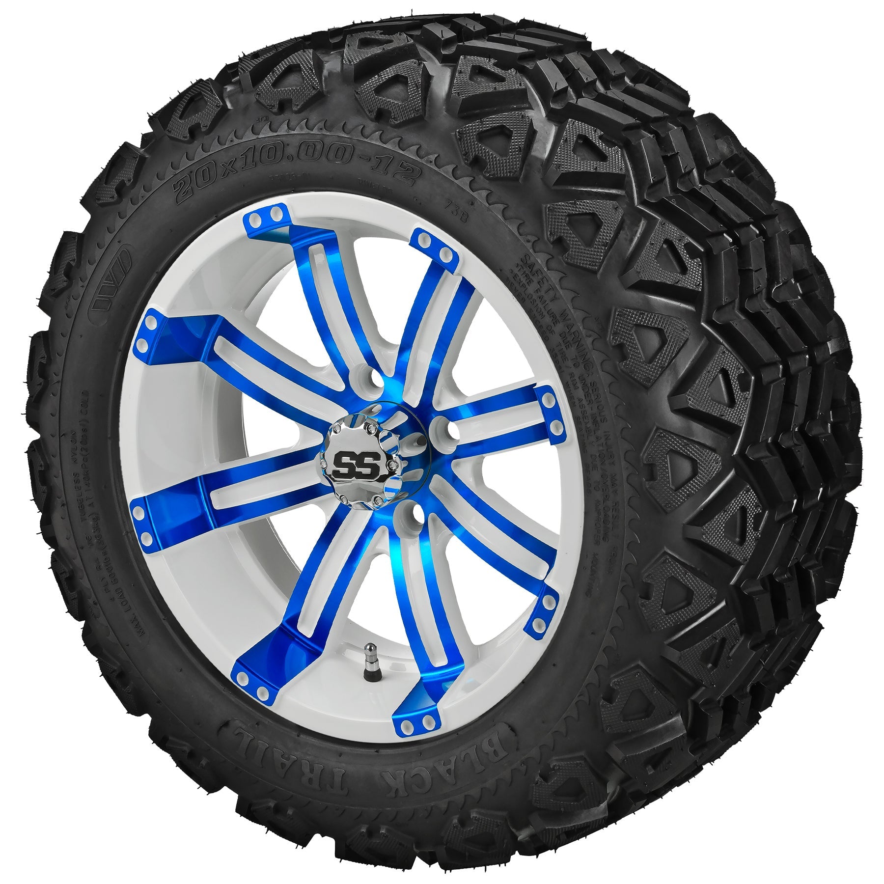 LSI 12' Casino White & Blue Wheel and Lifted Tire Combo