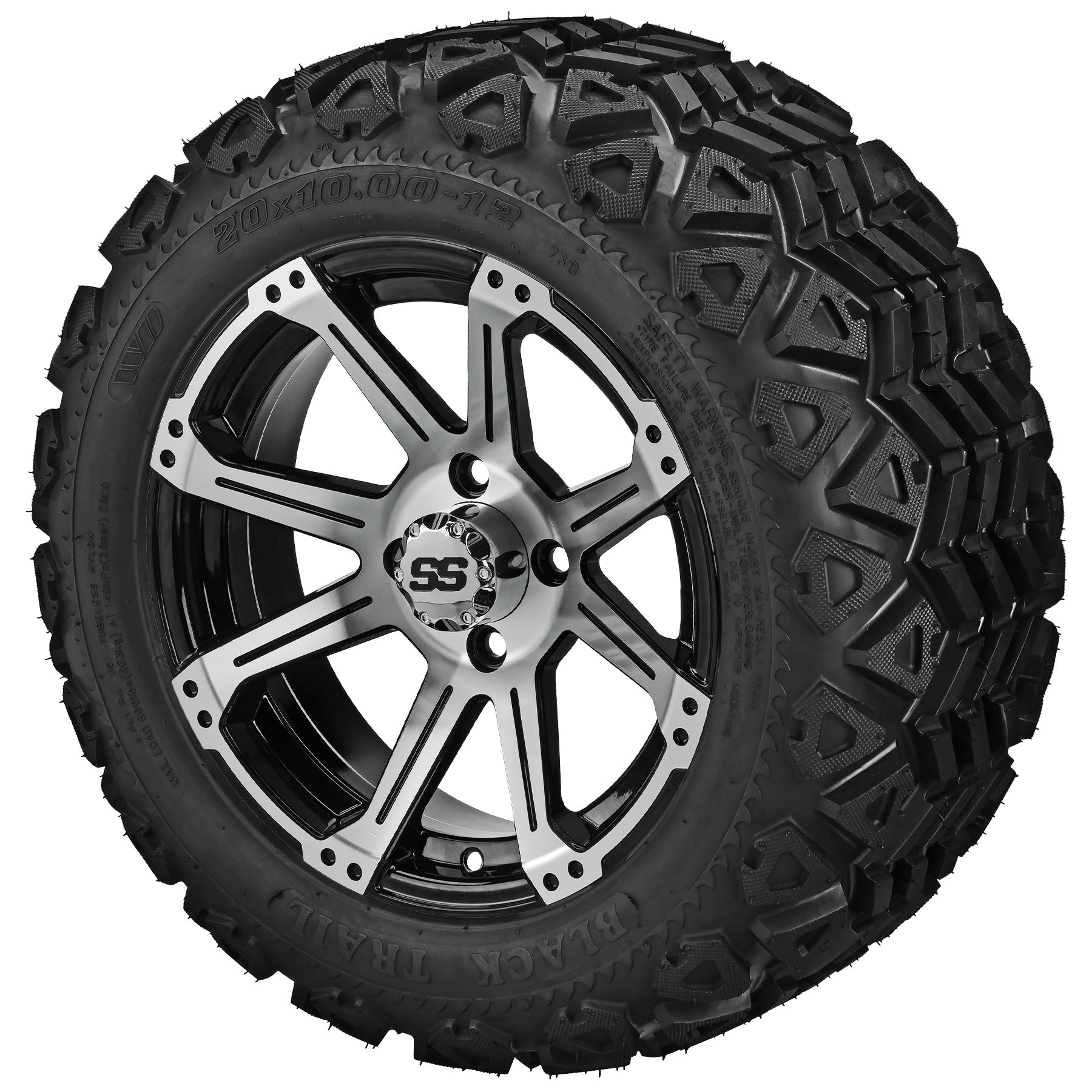 LSI 12' Rampage Black & Machined Wheel and Lifted Tire Combo