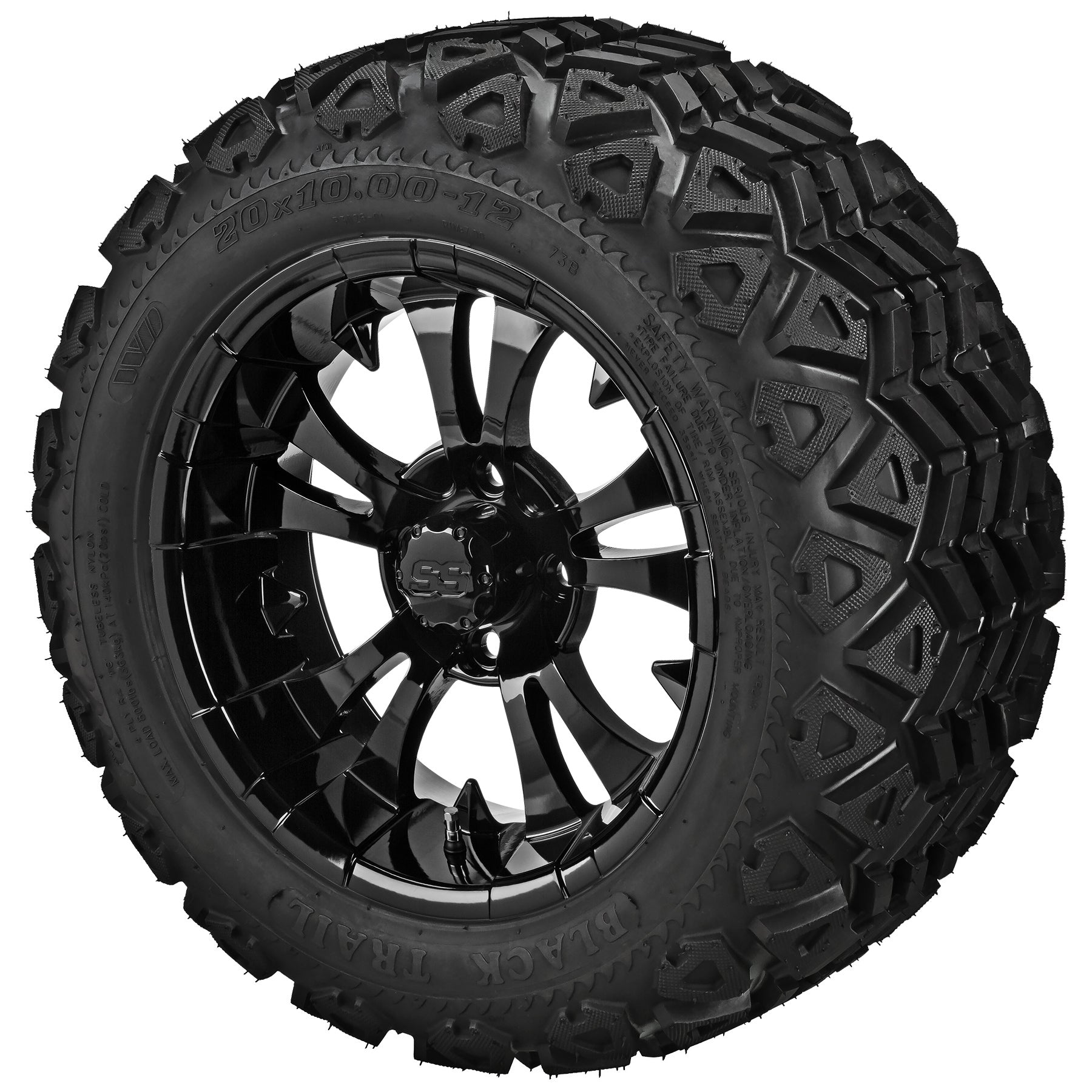 LSI 12' Warlock Gloss Black Wheel and Lifted Tire Combo