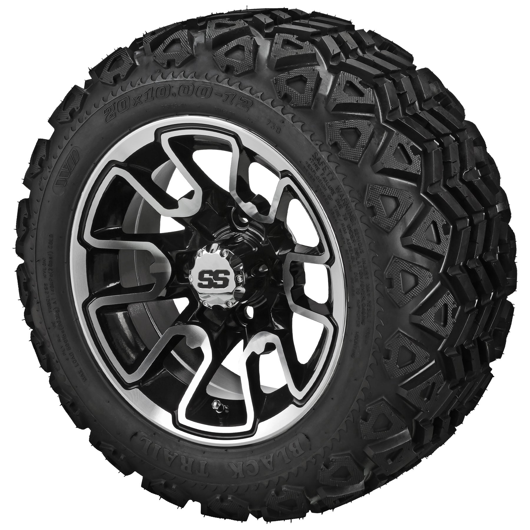 LSI 12' Tombstone Black & Machined Wheel and Lifted Tire Combo
