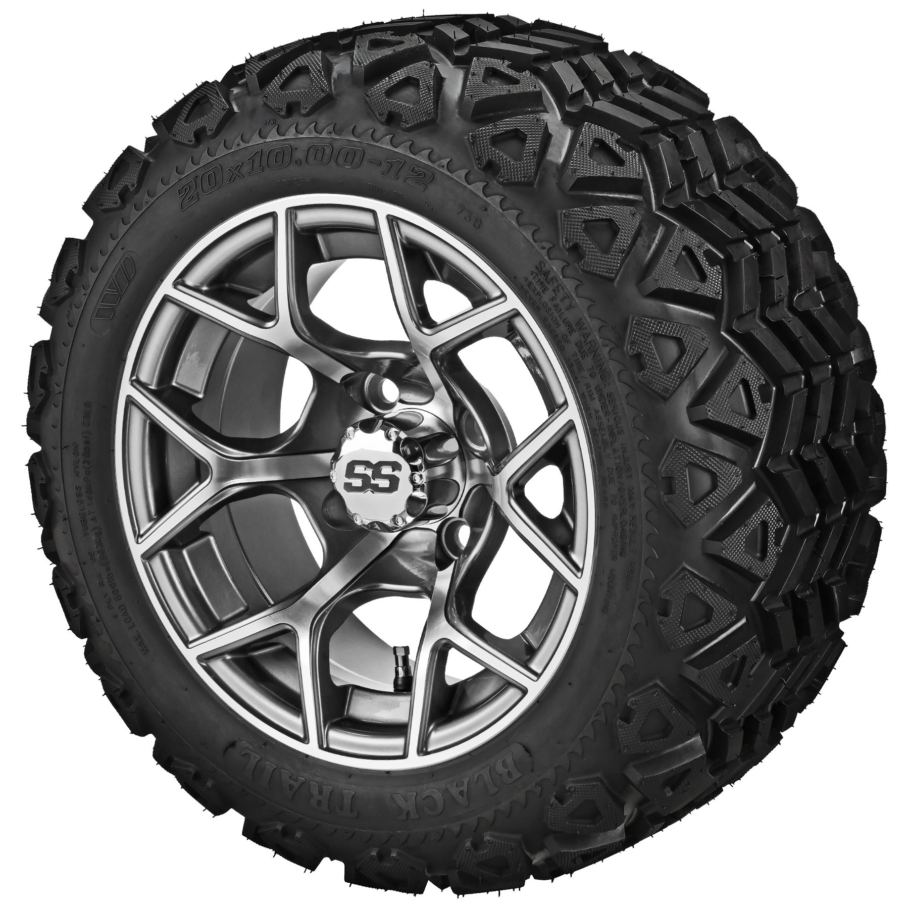 LSI 12' Ninja Gun Metal Gray & Machined Wheel and Lifted Tire Combo