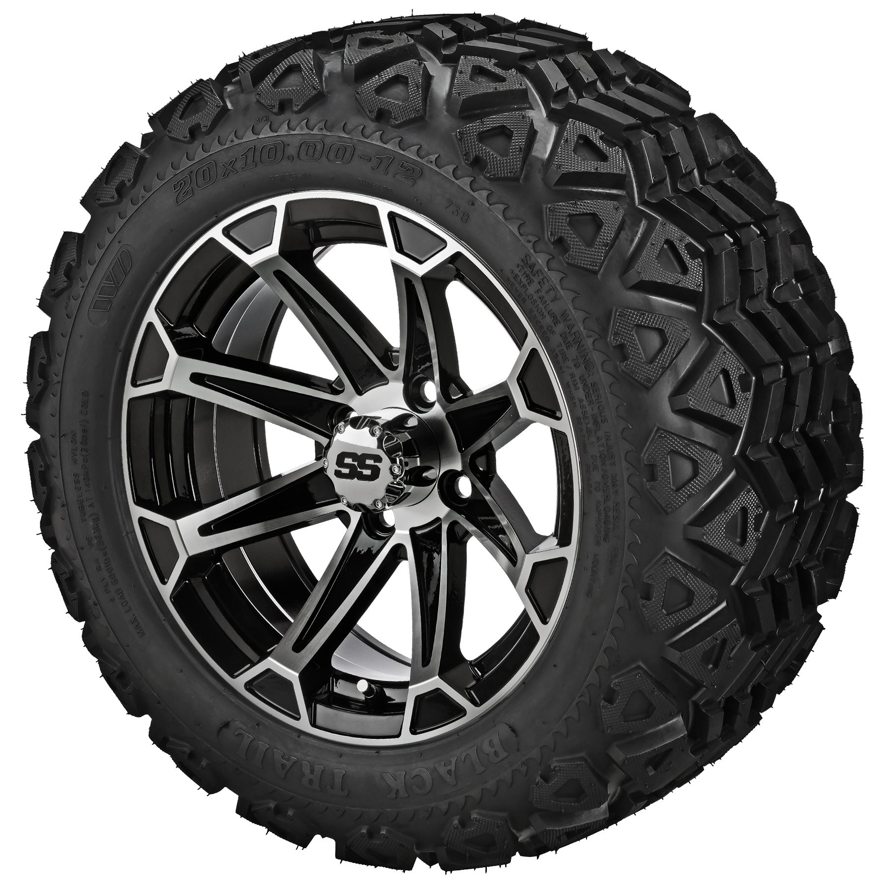 LSI 12' Viking Black & Machined Wheel and Lifted Tire Combo