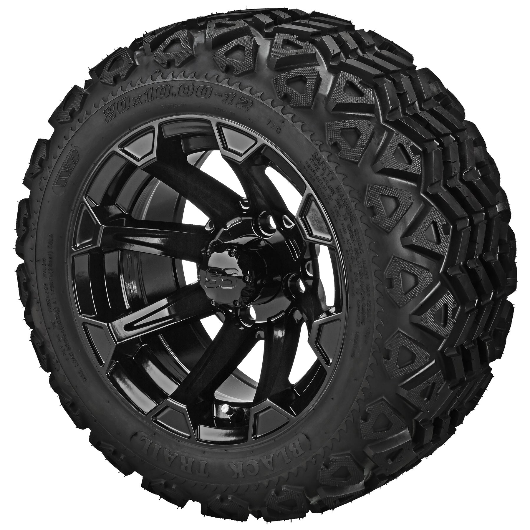 LSI 12' Viking Gloss Black Wheel and Lifted Tire Combo
