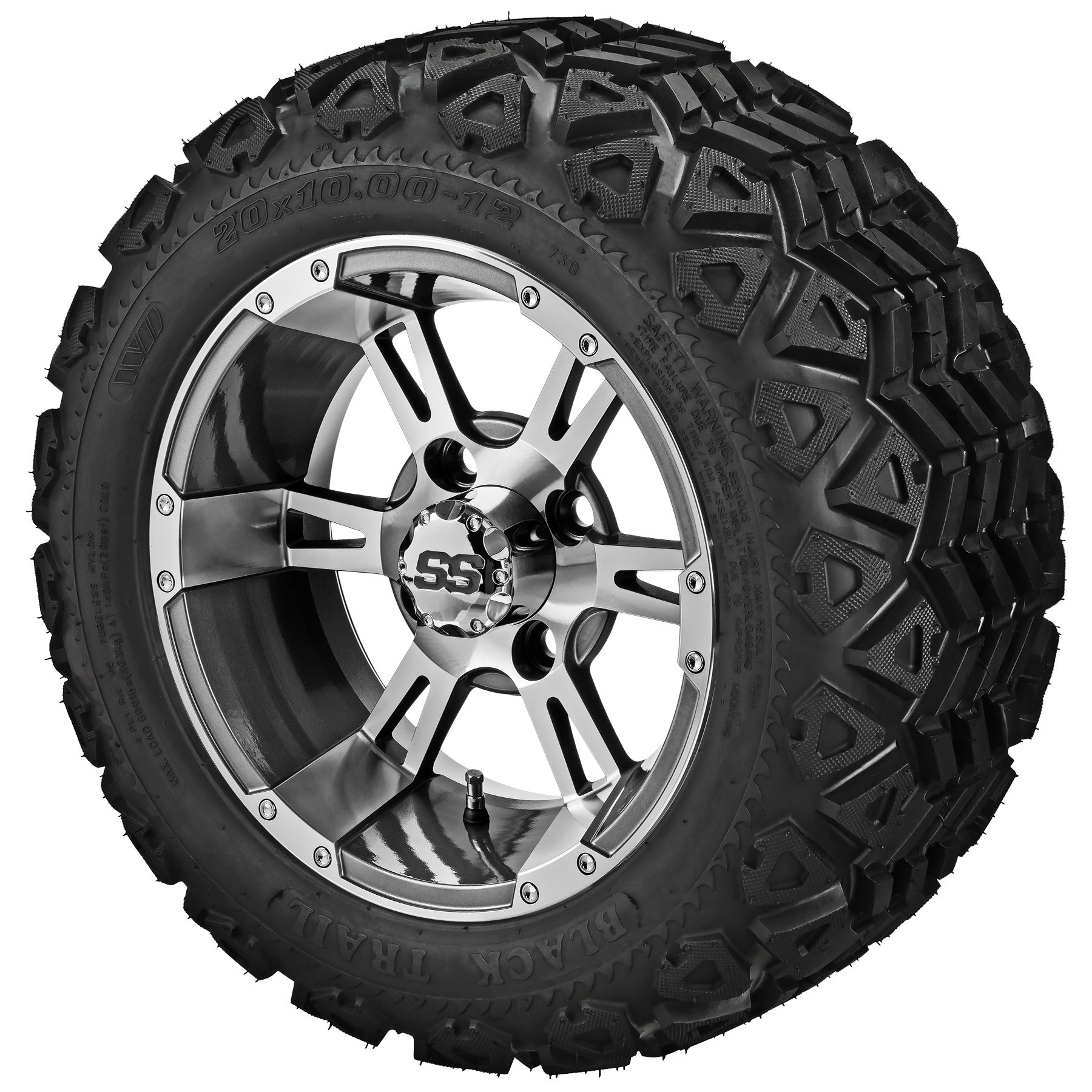 LSI 12' Raptor Gun Metal Gray & Machined Wheel and Lifted Tire Combo