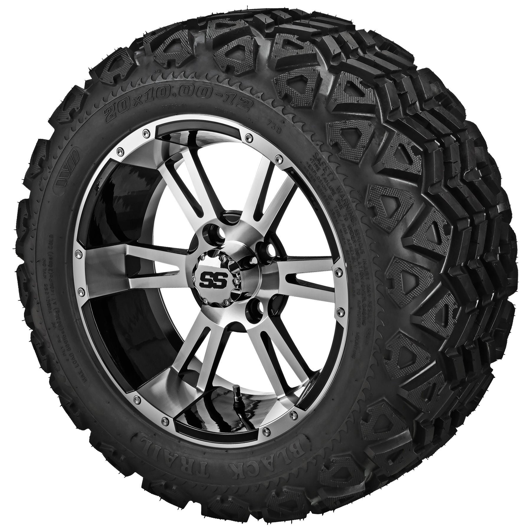 LSI 12' Raptor Black & Machined Wheel and Lifted Tire Combo