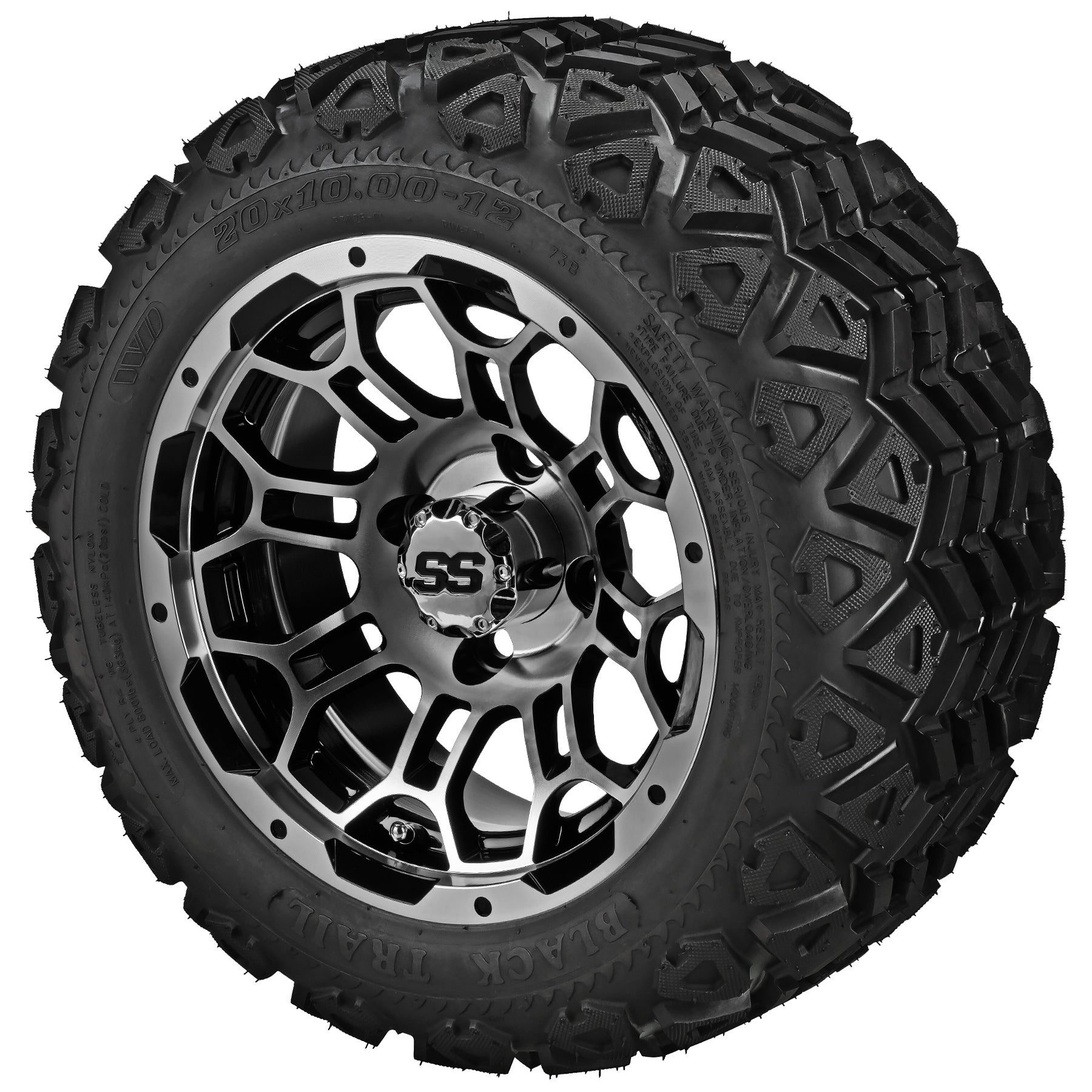 LSI 12' Hercules Black & Machined Wheel and Lifted Tire Combo