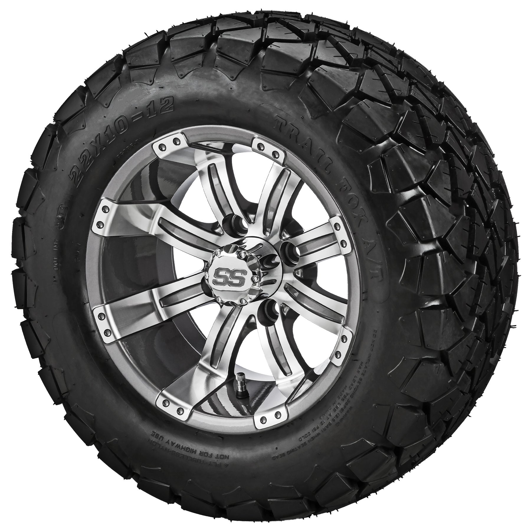 LSI 12' Casino Gun Metal Gray & Machined Wheel and Lifted Tire Combo