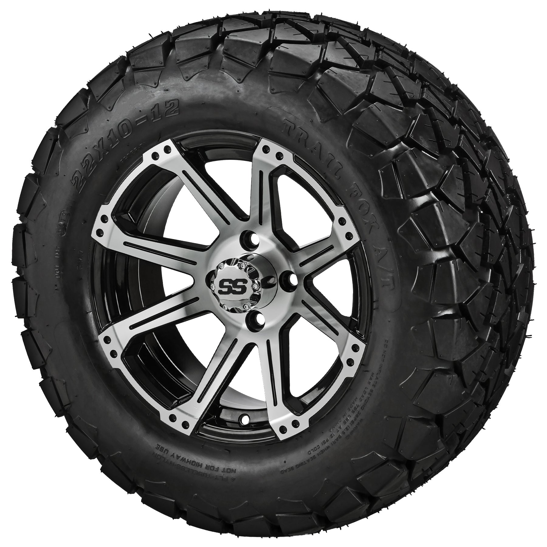 LSI 12' Rampage Black & Machined Wheel and Lifted Tire Combo