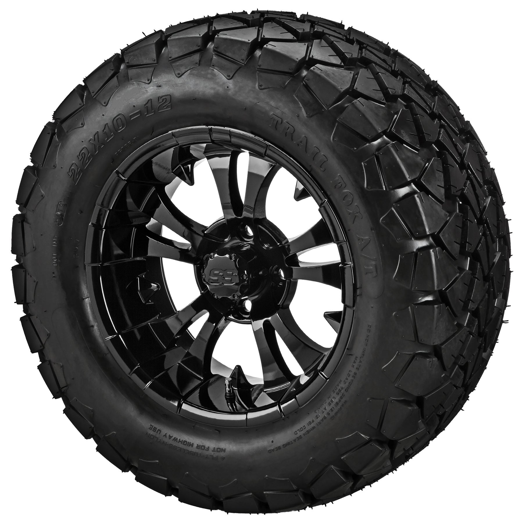 LSI 12' Warlock Gloss Black Wheel and Lifted Tire Combo